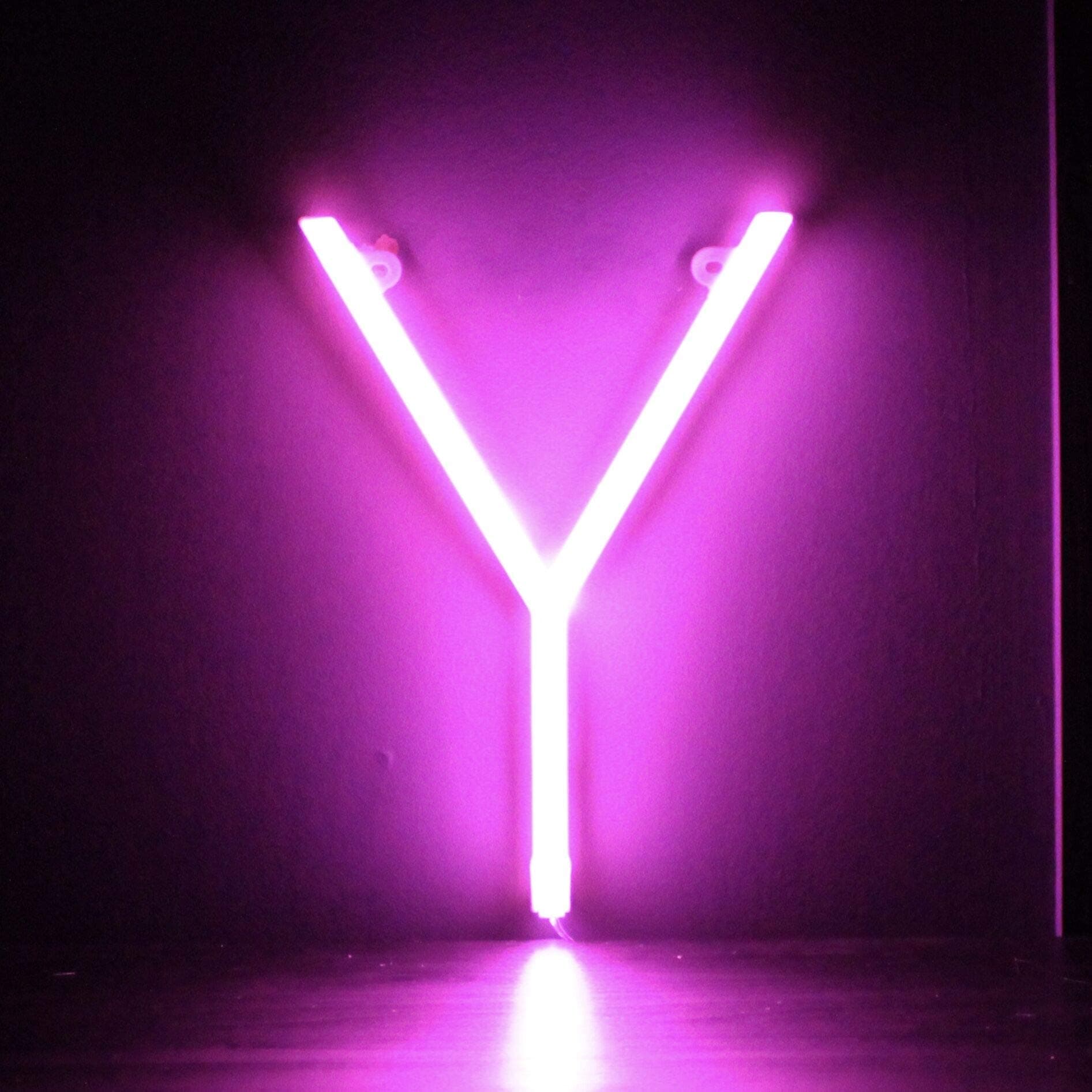 Pink Neon Alphabet Light by Smiling Faces - Create A Personalised Neon Sign - Alphabet LED Letter Lights for Room Decor, Parties, Weddings & Festivals - Letter Y