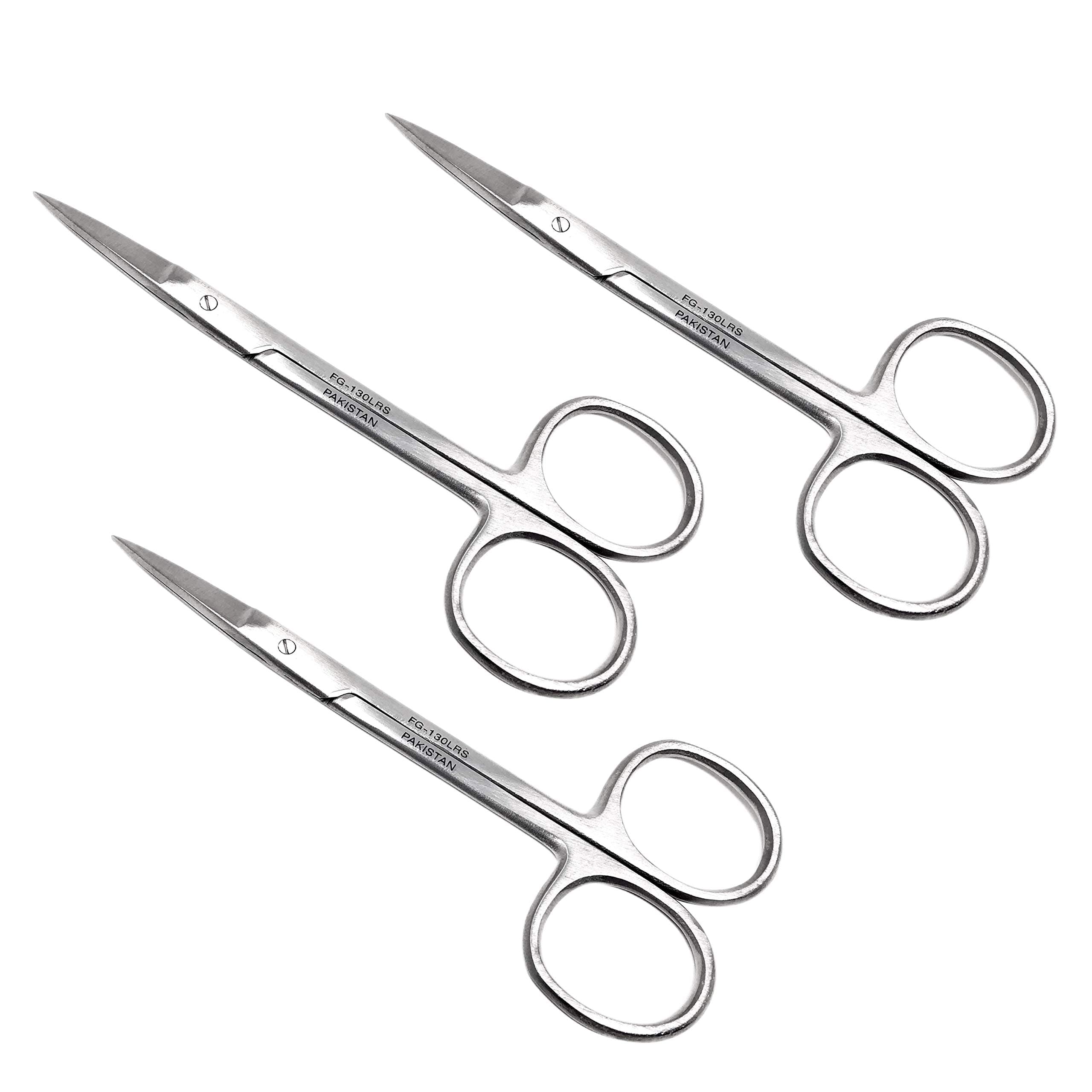 Cynamed Iris Microdissection Precision Lab Scissors, Fine Point Straight - Perfect for Doctors, Nurses, Ems, Students, Education & Training and More (Pack of 3)