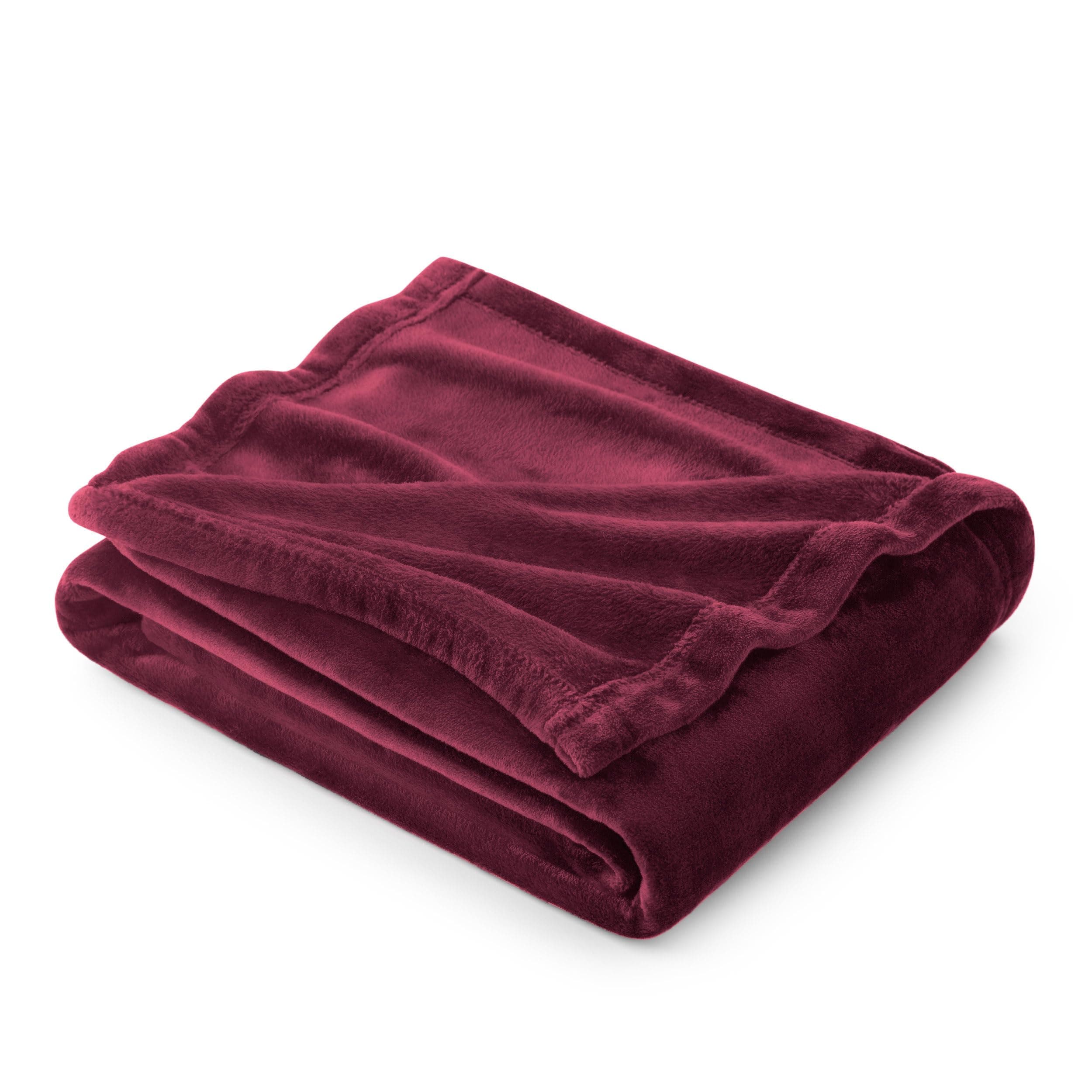Bedsure Fleece Blanket Sofa Throw - Versatile Blanket Fluffy Soft Throw for Bed and Couch Throw/Single, Burgundy, 130x150cm