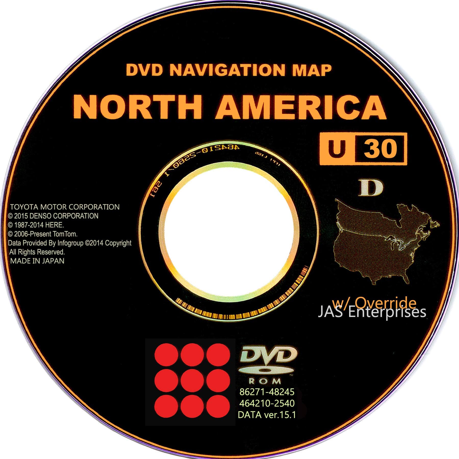 Toyota Lexus Navigation Map Update DVD Ver 15.1 U30 with Override Gen4