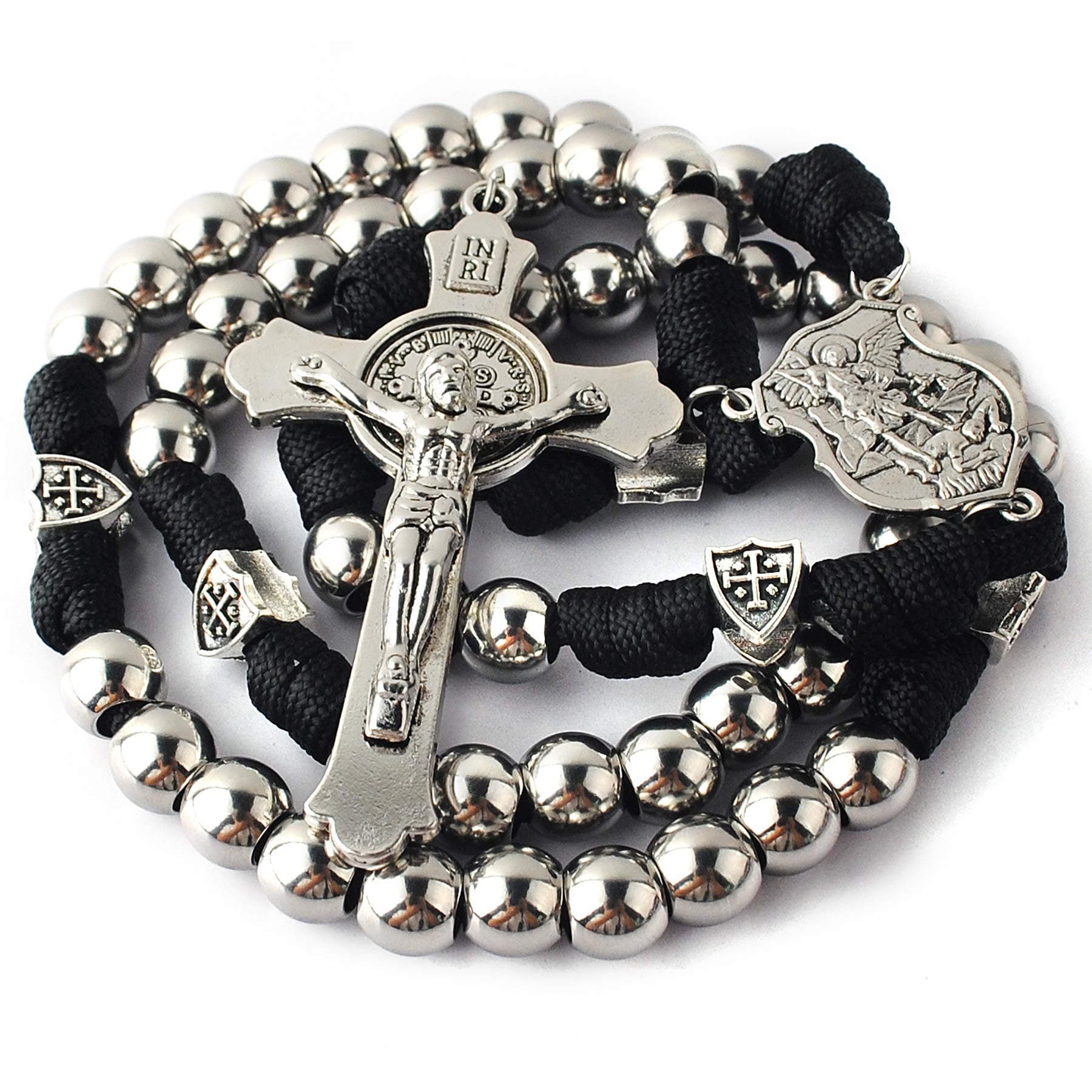 Do not Buy it if do not like LARGE and HEAVY Stainless Steel Rugged Durable Paracord Rosary for Men with St.Michael Center, St.Benedict Crucifix, Don't Buy If You Don't Like LARGE Rosary