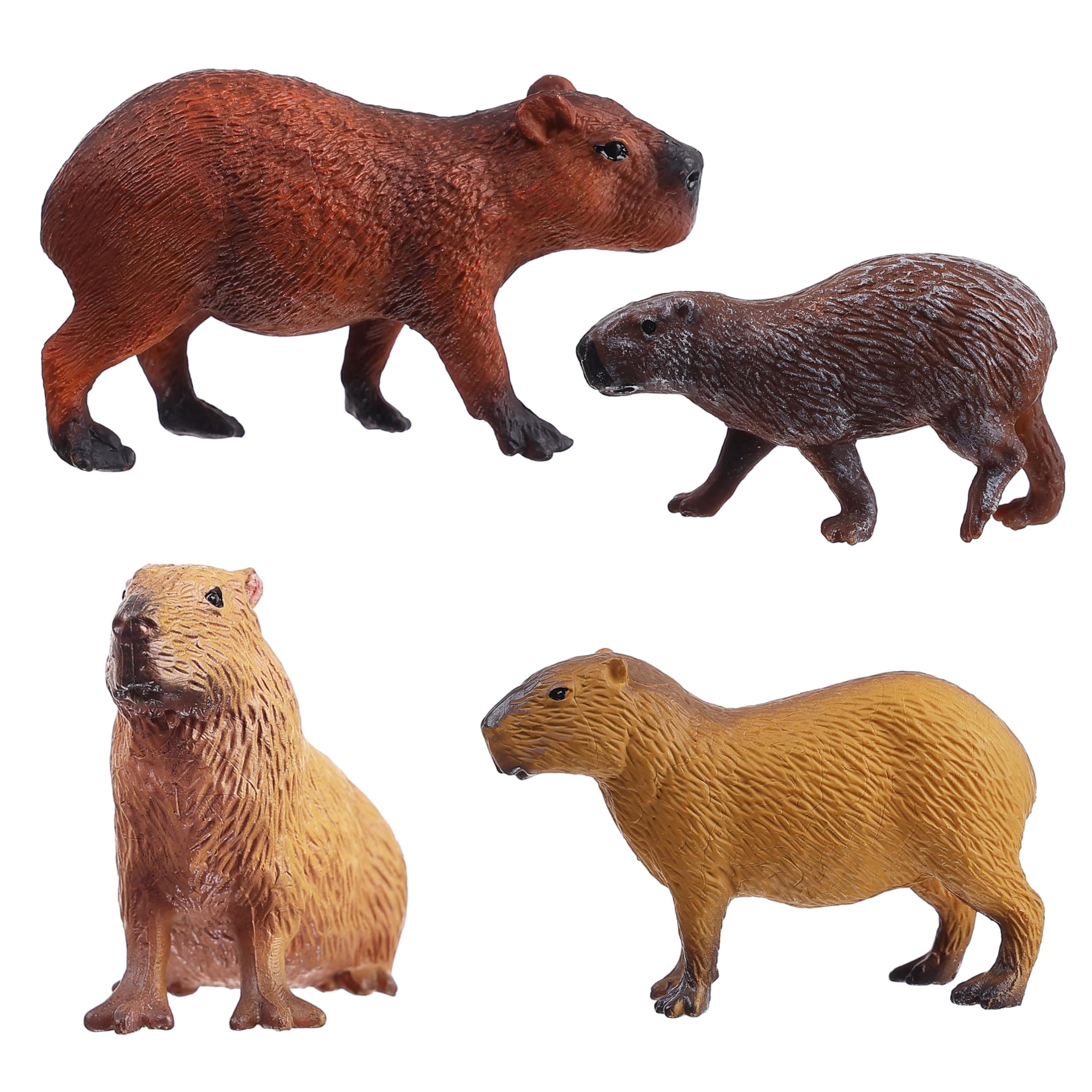 FLORMOON Animal Figures, 4pcs Plastic Capybara Figurines for Science Project, Learning Educational Toys, Birthday Cake Topper for Kids