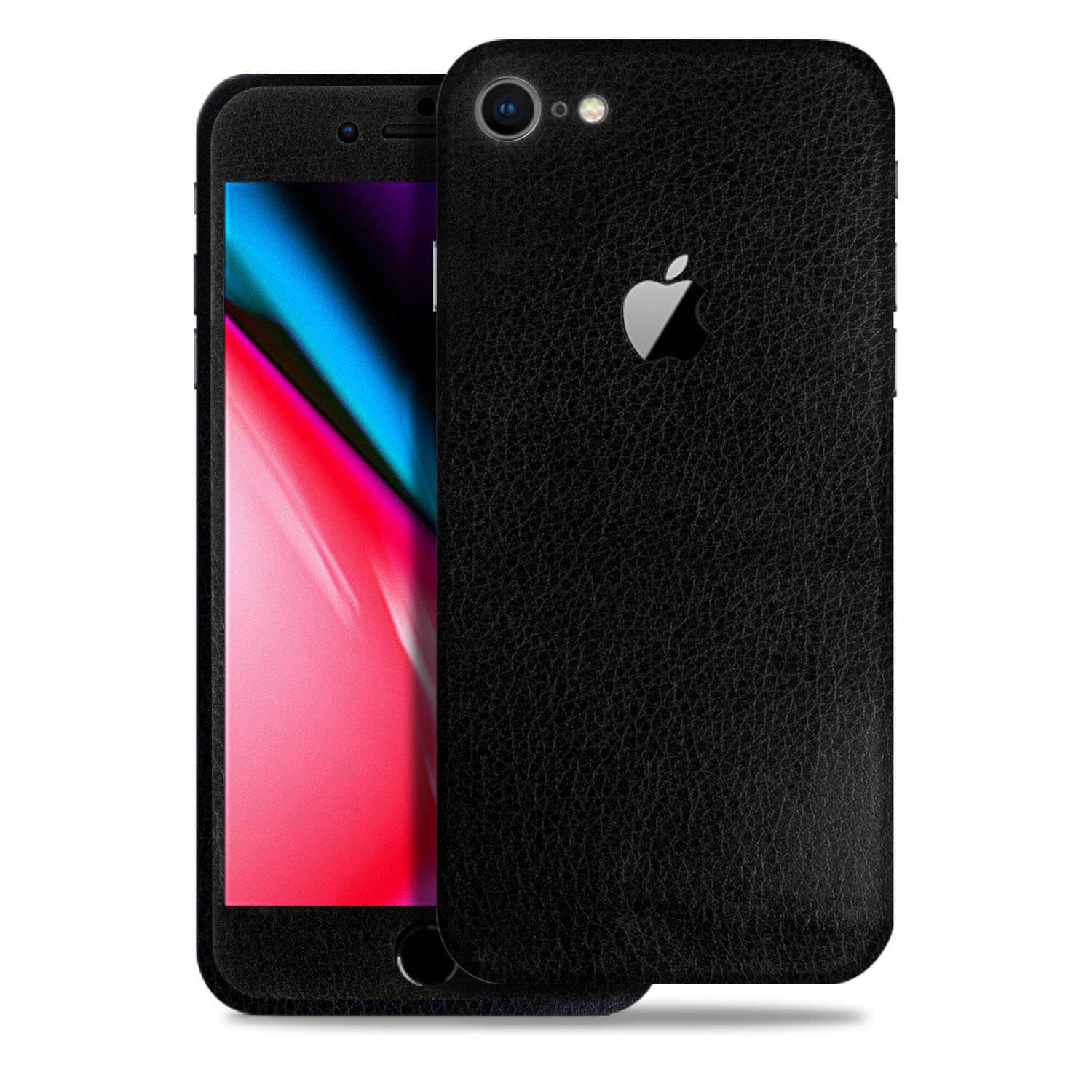 2PK - SOJITEK Apple iPhone 8 Black Leather Texture Protective Vinyl Skin Decal Skins & Wraps