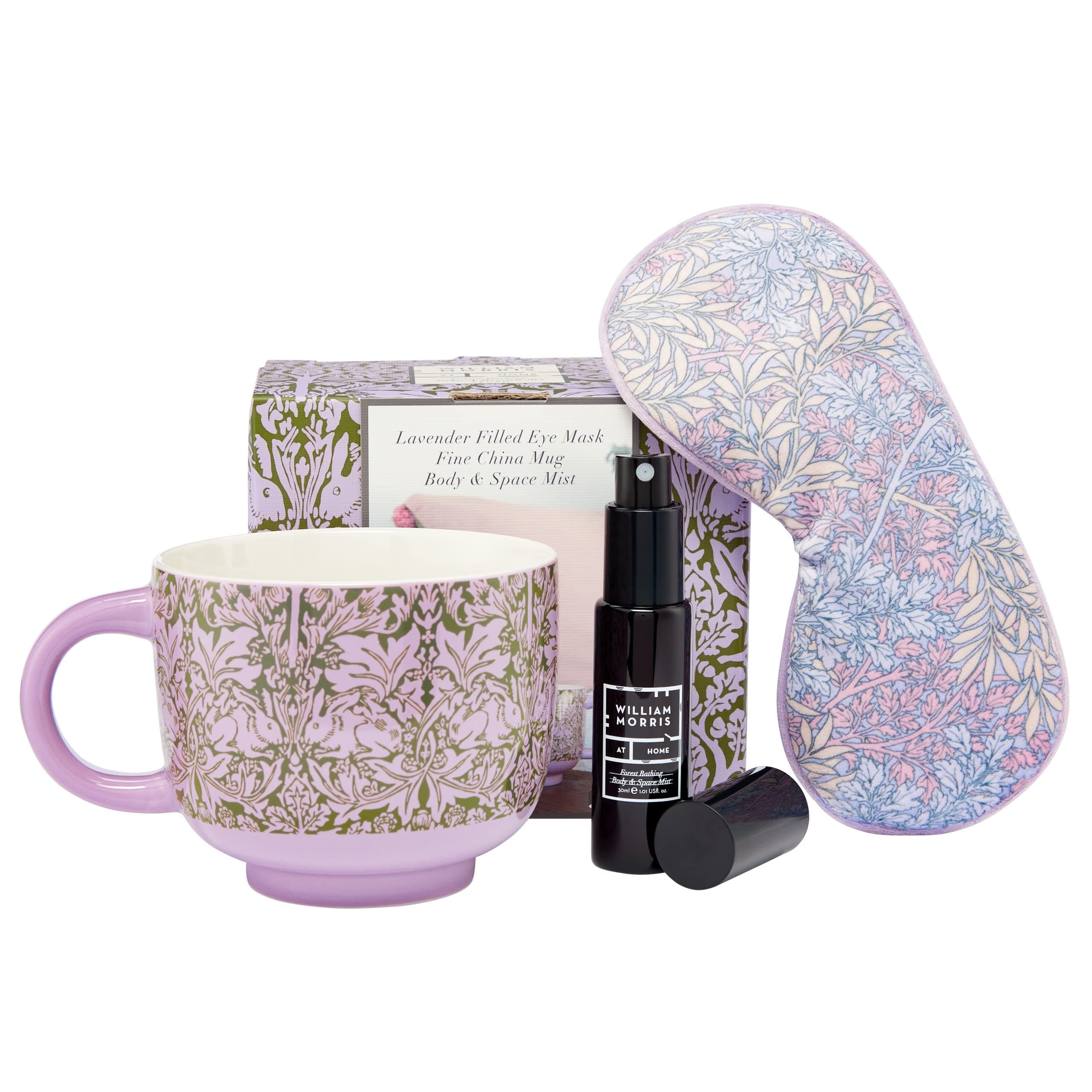 WILLIAM MORRISAt Home Forest Bathing Take a Breath Gift Set | Fina China Mug, Velvet Lavender Eye Mask & 30ml Body & Space Mist | Cruelty Free & Vegan Friendly