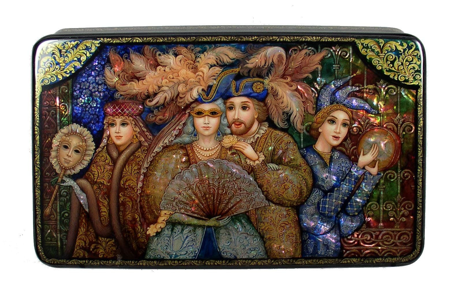 Exquisite & Large Russian Lacquer Box MASQUERADE #3894.19