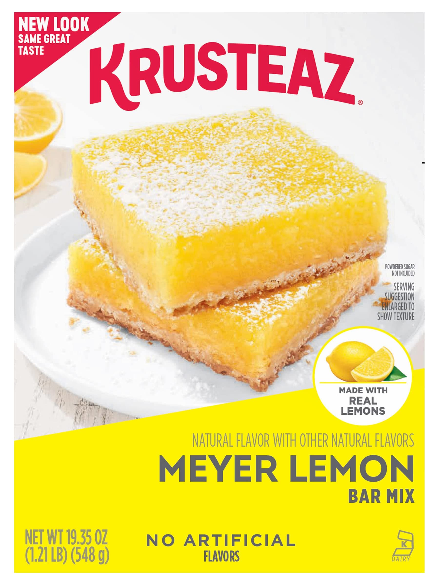 Krusteaz Meyer Lemon Bar Mix, Lemon Bar Baking Mix, Made With Real Lemons, 19.35 oz Box
