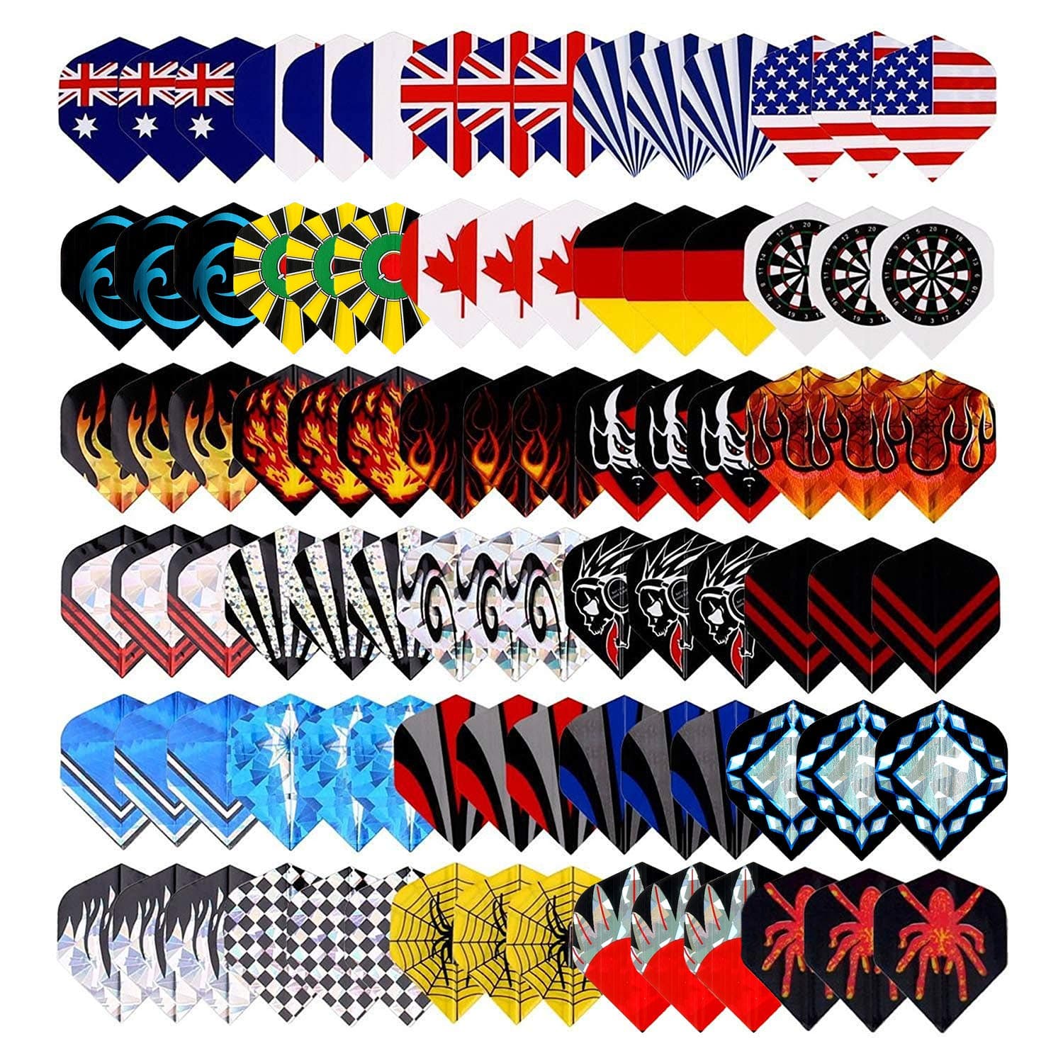 25 Sets/ 75 Pcs Wholesale Dart Flights Sets 2D And 3D Bling Extra Thick Long Life Laser Aluminium Darts Flights