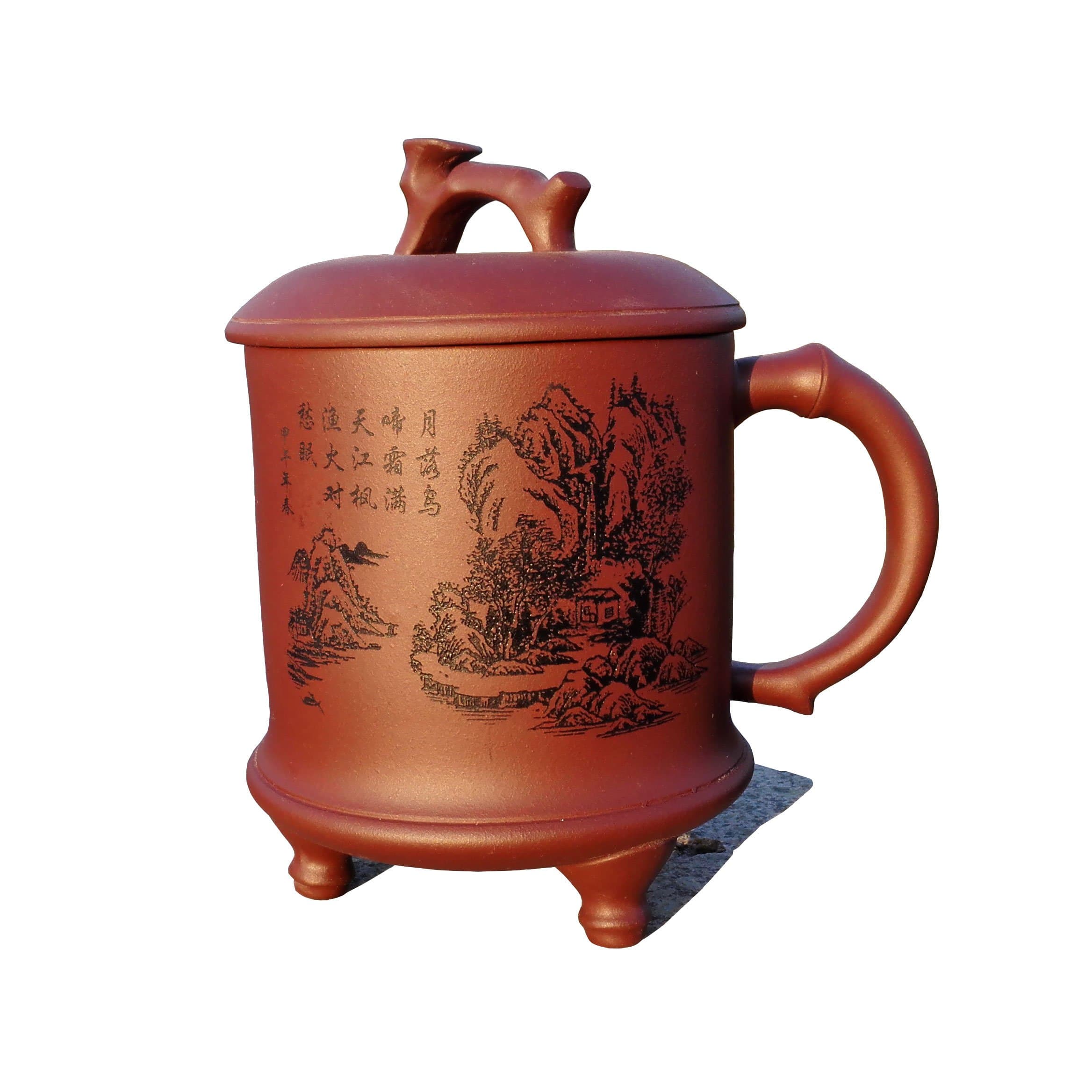 Handmade Maple Sunset Tea Cup,Nature Red Clay,500cc