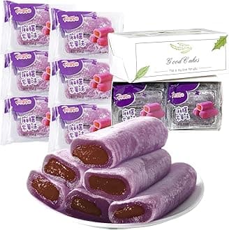 Mochi Rice Cake, 6 Pack Purple Sweet Potato Flavor 12.69oz Soft & Sweet Mochi Individually Packaging Dessert Asian Pastry Traditional Snack and Food