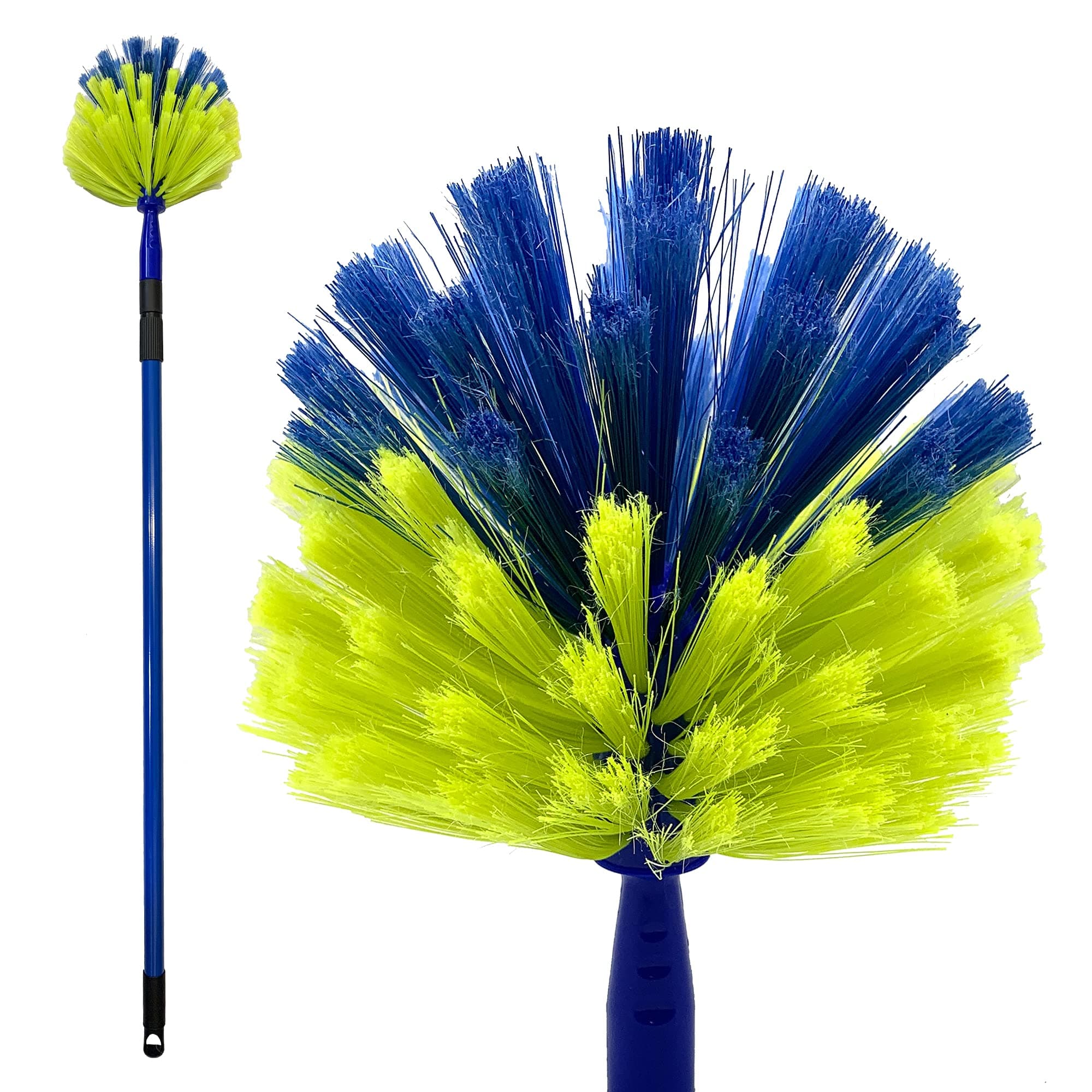Domed Cobweb Duster with Telescopic Handle, Cobweb Brush Extendable up to 171cm − Long Handled Duster Brush for Indoor Corner Cleaning