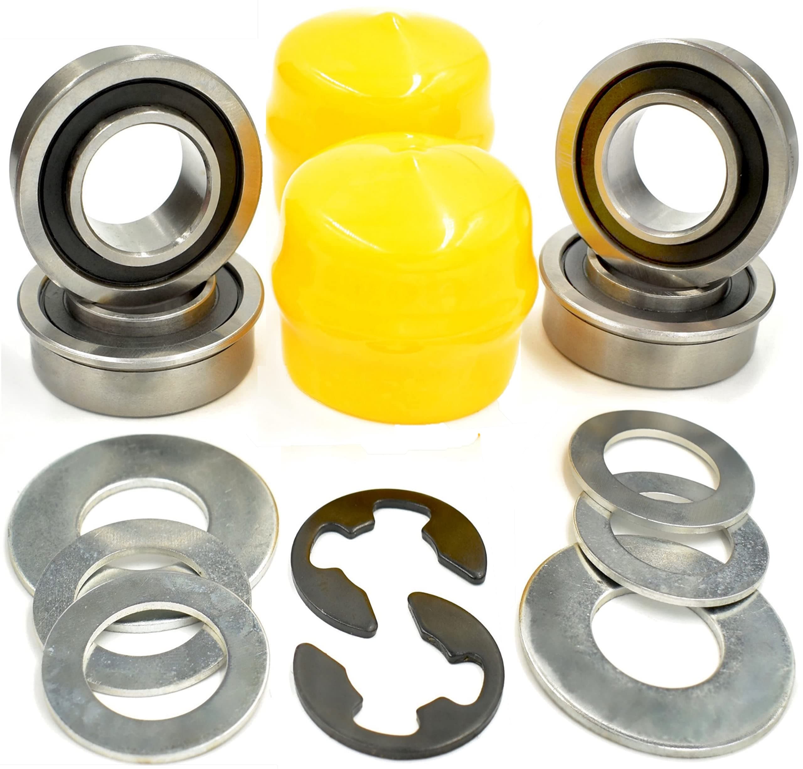 HD Switch Front Wheel Bearings Kit fits John Deere L100 L105 L108 L110 L120 L130 Bushing to Bearing Conversion Kit - Premium Quality Bearings & Heat Treated Thrust Washers