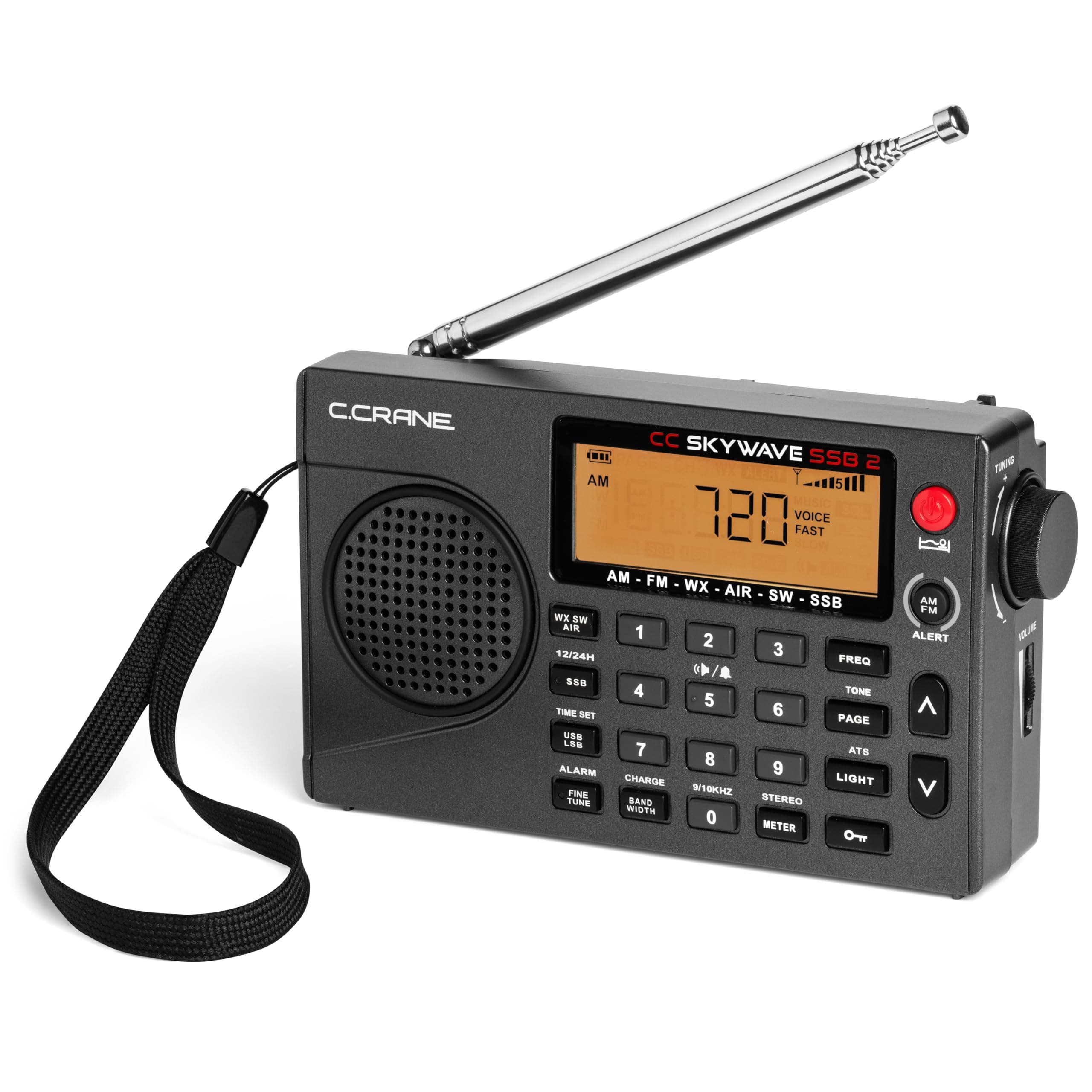C. Crane CC Skywave SSB 2 AM, FM, Shortwave, NOAA Weather + Alert, Scannable VHF Aviation Band and Single Side Bands Small Battery Operated Portable Travel Radio Includes SW Wire Antenna Adapter