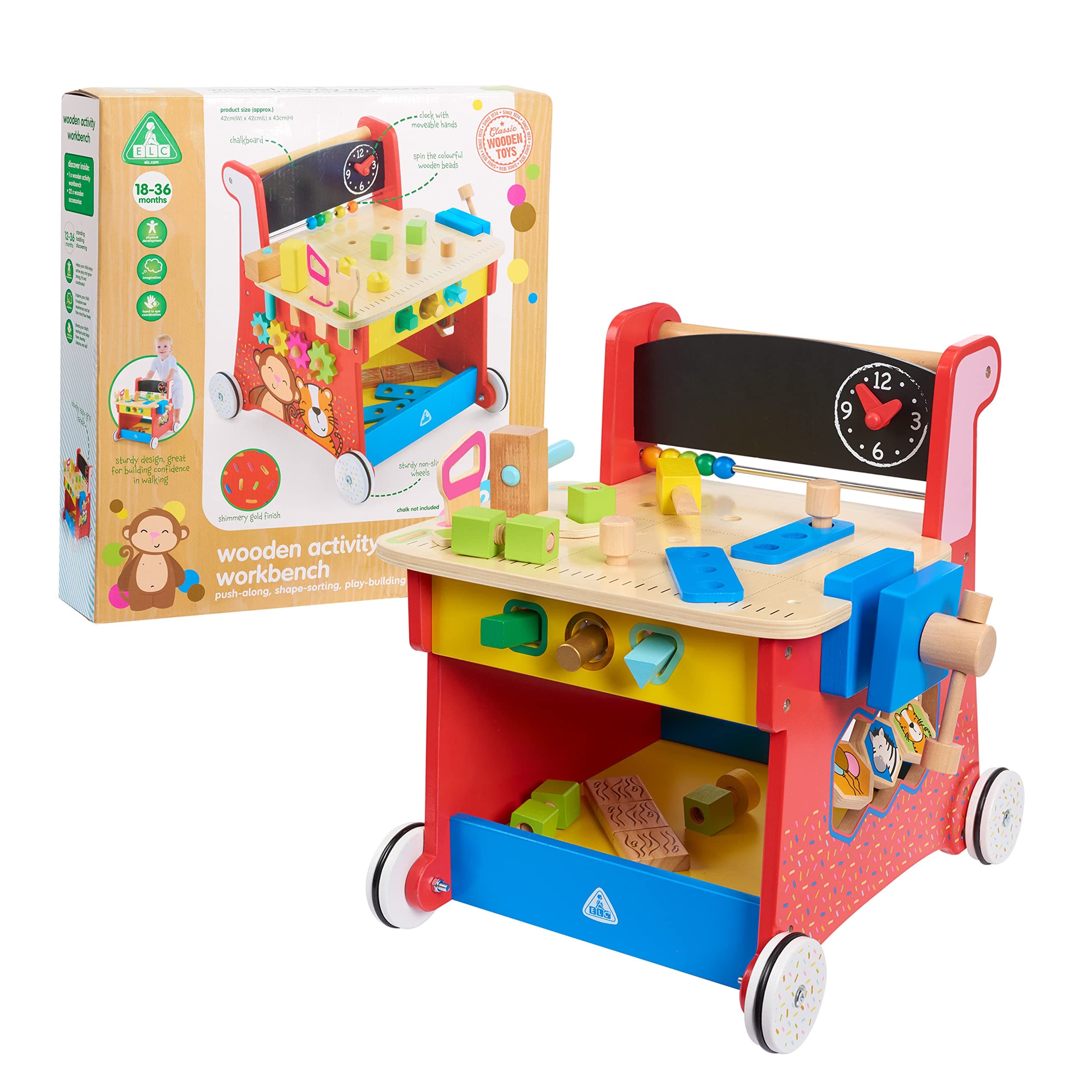 Early Learning Centre Wooden Activity Workbench, Imaginative Play, Hand Eye Coordination, Physical Development, Kids Toys for Ages 12 Month, Amazon Exclusive