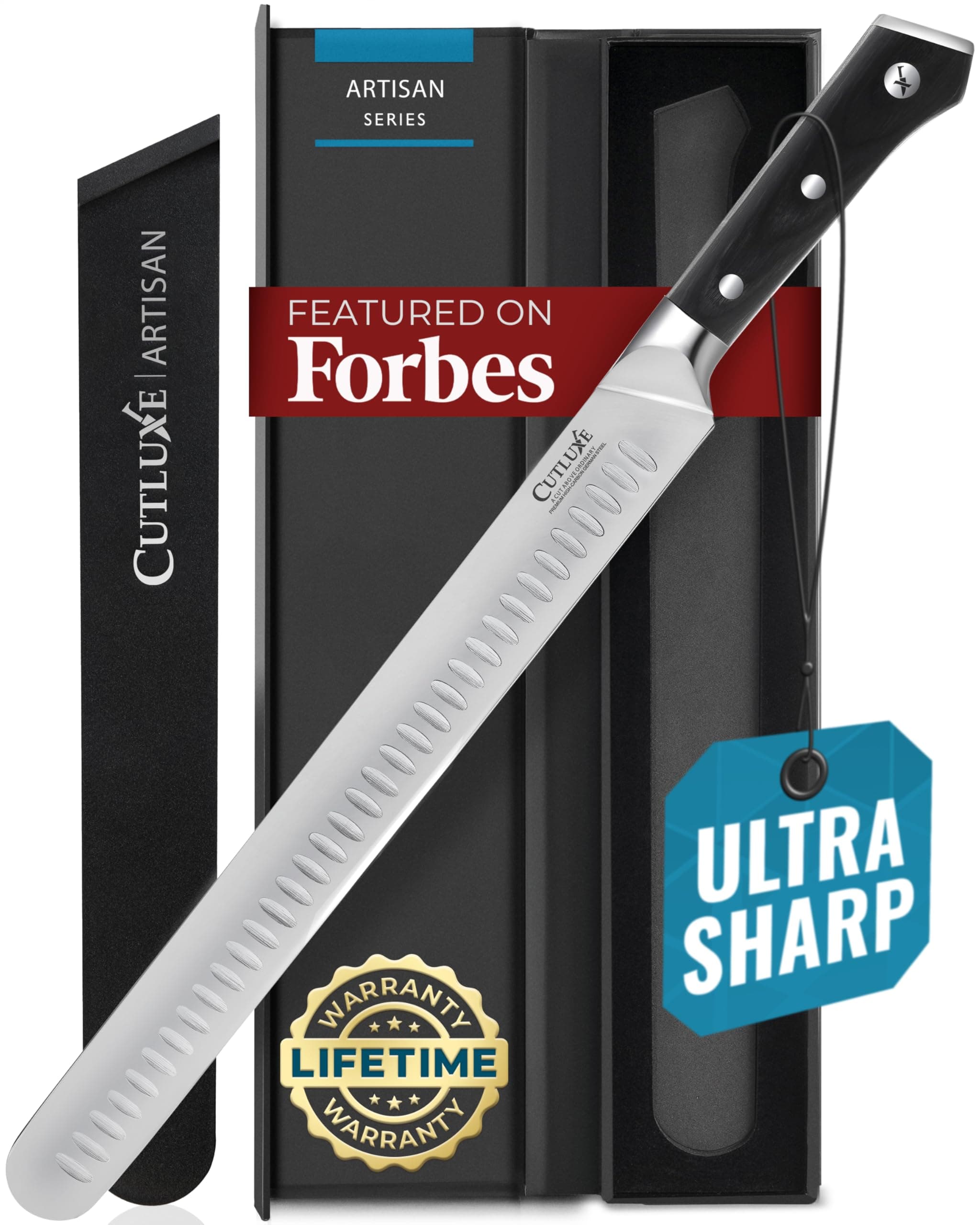 Cutluxe Carving Knife - 12 inch Razor Sharp Brisket Knives for Meat Cutting, BBQ, Turkey - Slicing Knife with Ergonomic Pakkawood Handle Design - Gift Box Included