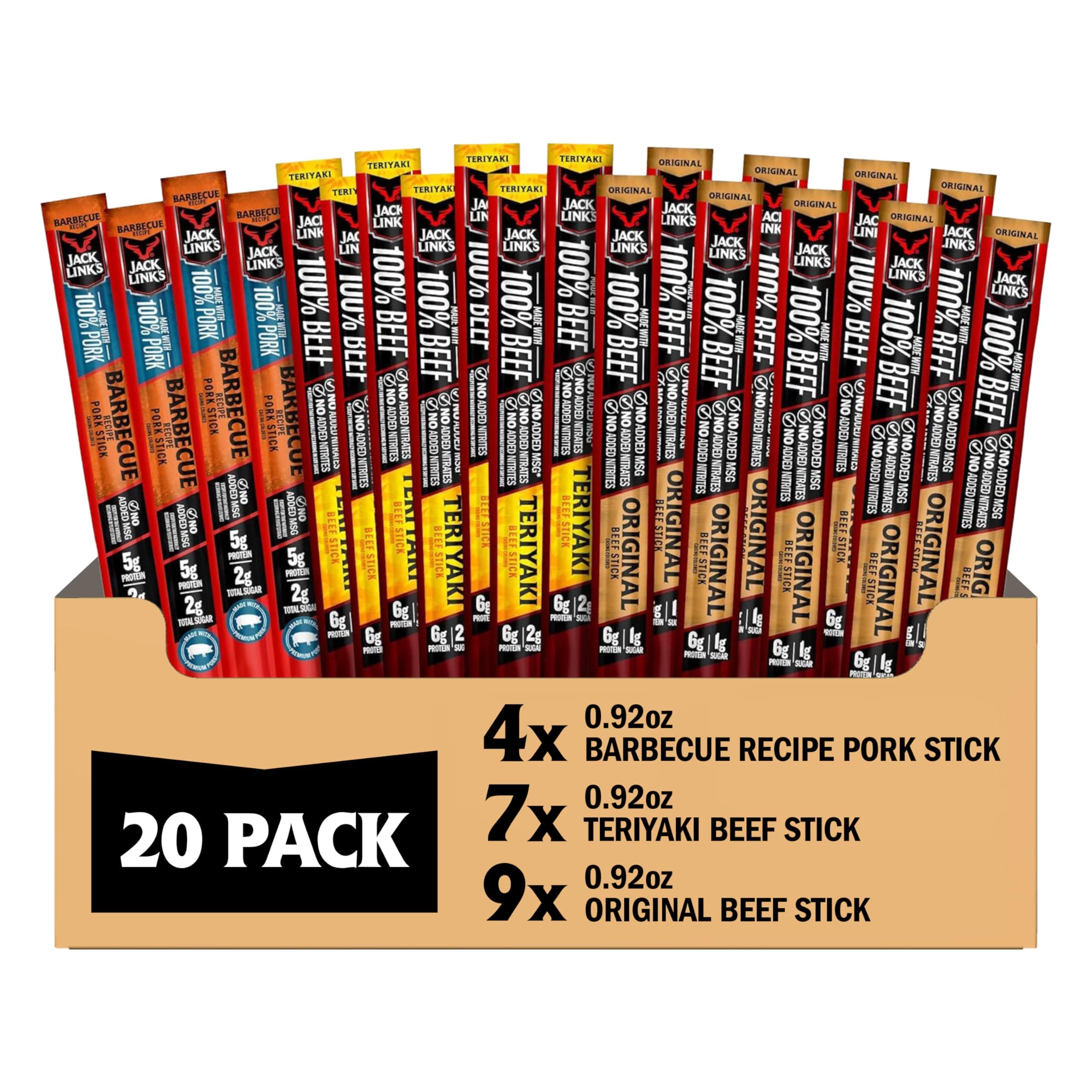 Jack Link's Beef Sticks - Includes (9) Original, (7) Teriyaki, (4) Barbecue P...