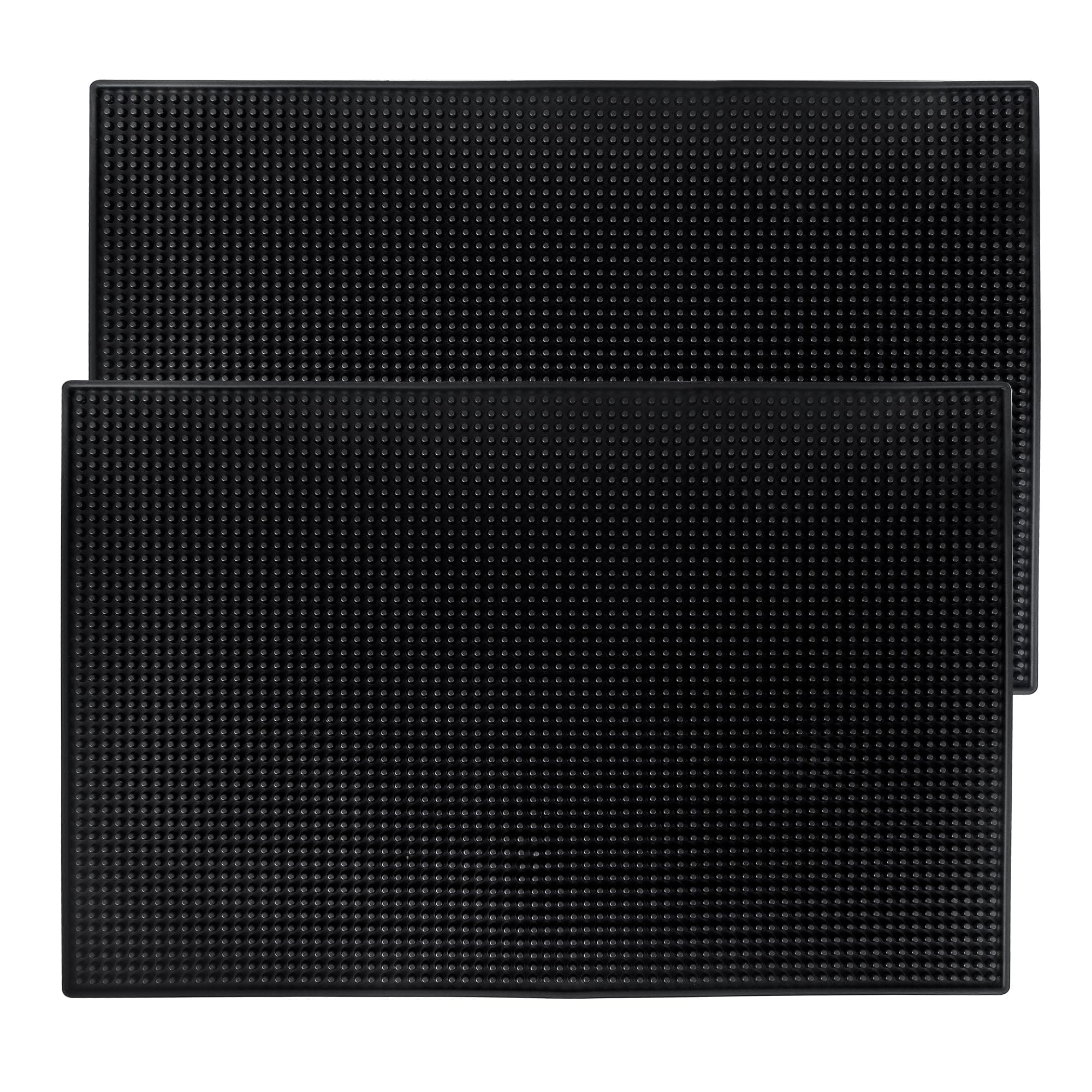 2 Pcs Bar Mat 18" x 12" - 45.7 x 30.5cm Rubber Bar Service Spill Mat, Black, Solid