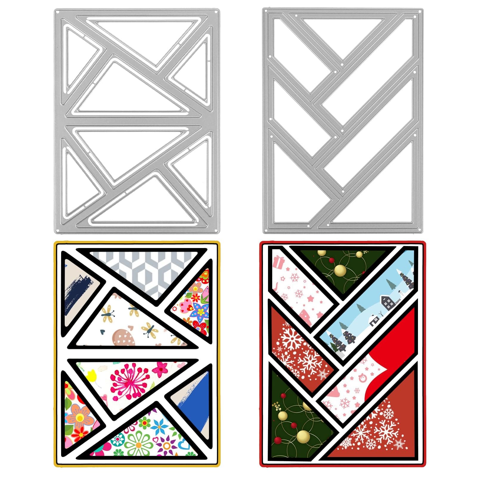 Die Cuts for Card Making, Rectangle Triangle Background Cutting Dies Hollow Frame Scrapbooking Die-Cuts Metal Die Cuts DIY Craft Embossing Punch Template for Paper Album Decor