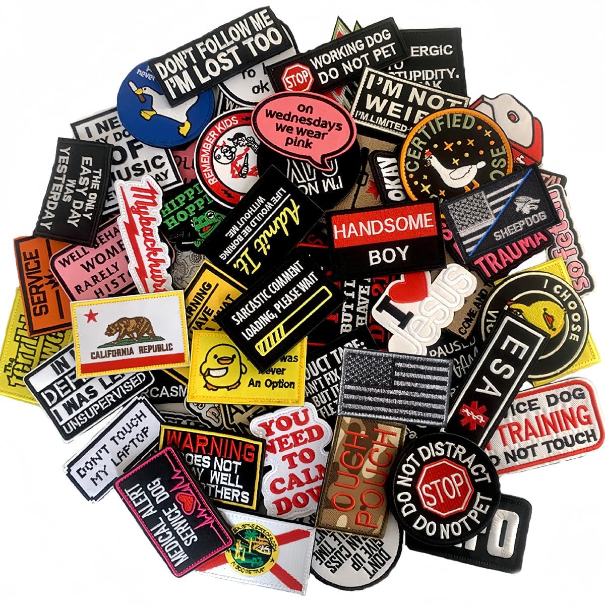 AXEN 20 Pieces Random Tactical Morale Patch Bundle, Full Embroidery Loop and Hook Patches Set for Caps, Bags, Backpacks, Vest, Military Uniforms,Tactical Gears Etc