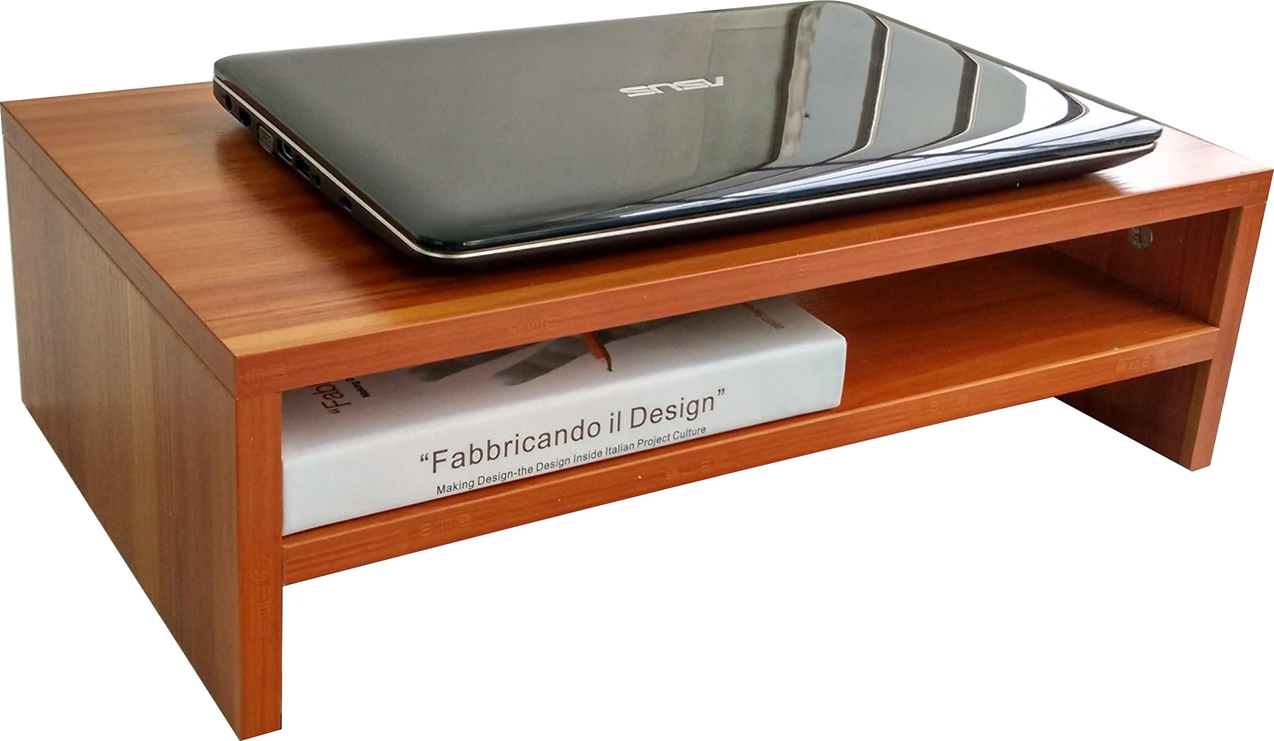 EVST Wood Stand for Computer Laptop TV Screen Riser Desk Organiser (2-Tier, White Pear wood)