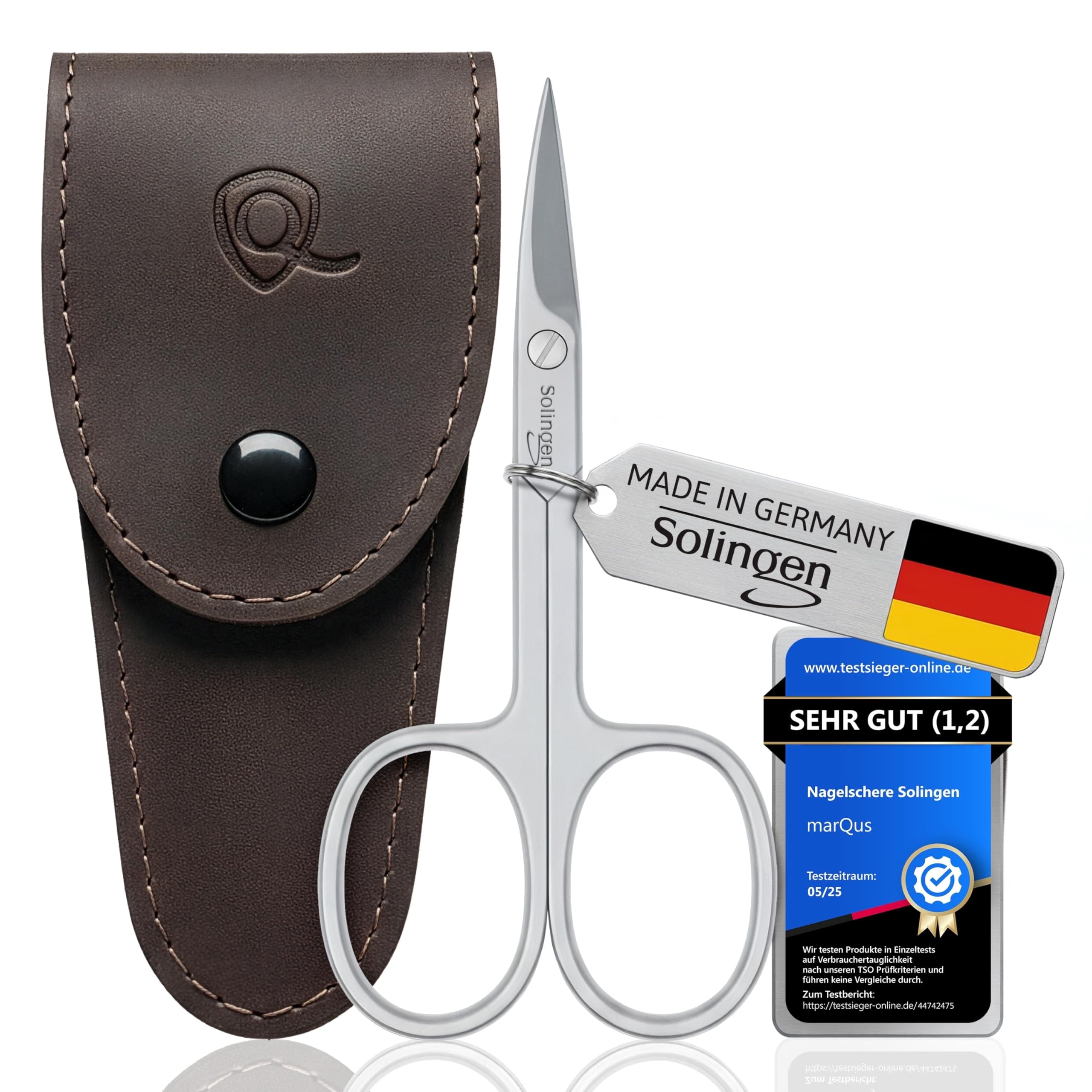 Solingen Scissors - Multi-Purpose Manicure Scissors Germany - Curved Blade, Nail Scissors Germany - Pedicure Beauty Grooming Kit for Nail, Eyebrow, Eyelash, Dry Skin - Nail sicssors