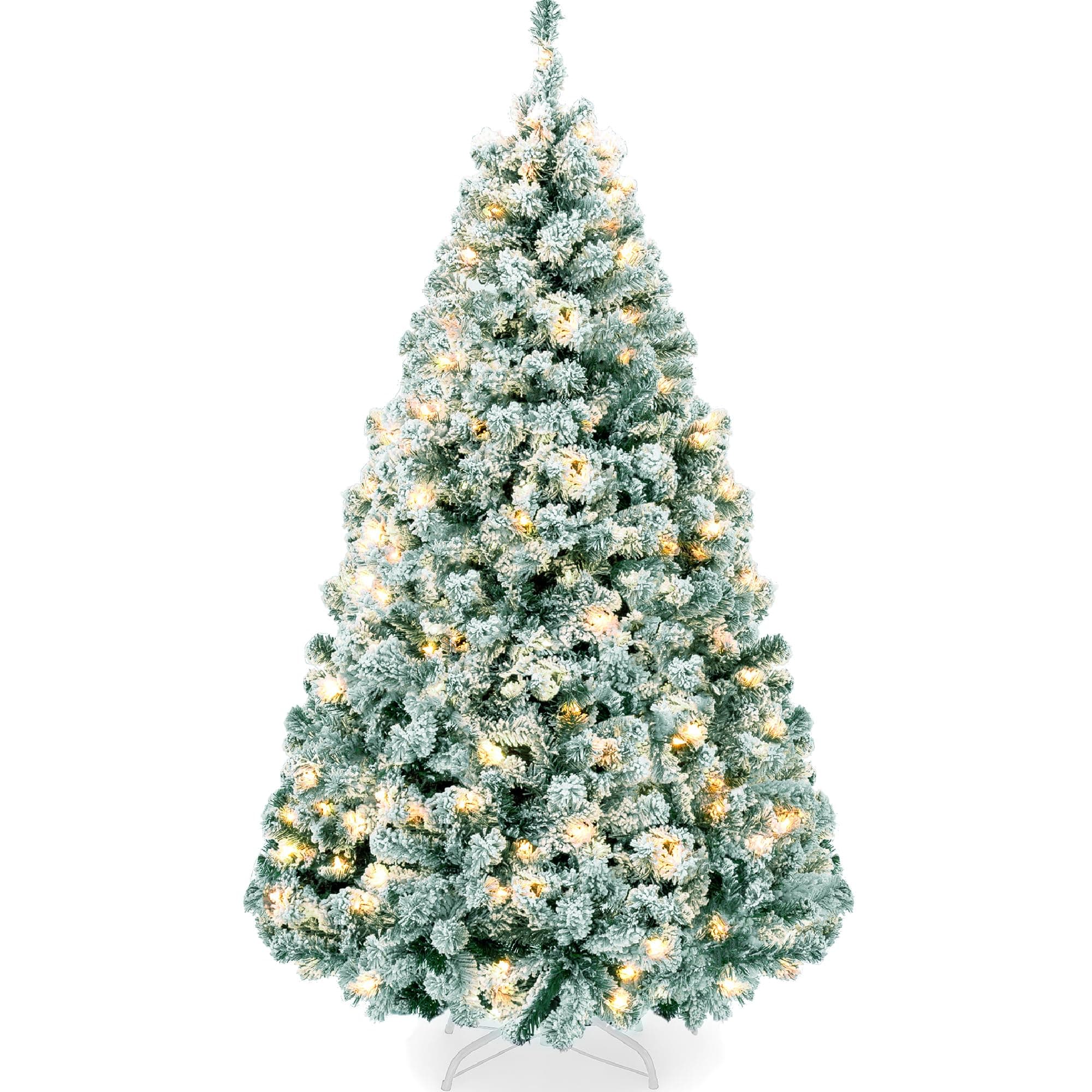 Pre-Lit Sage Green Christmas Tree, 9ft Artificial Flocked Full Fir Tree, Holiday Decoration w/ 900 Lights, 2,094 Branch Tips