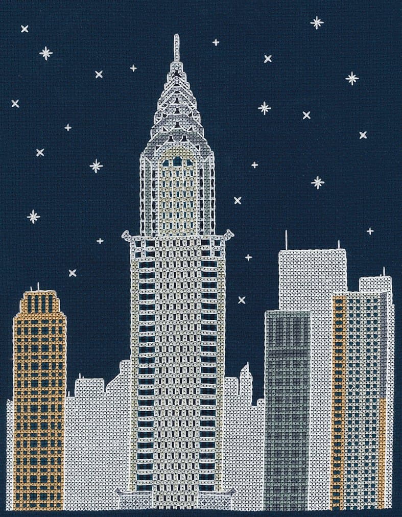 New York by Night Kit, Includes Aida Fabric, Needle, Stranded Cotton Threads and Instructions