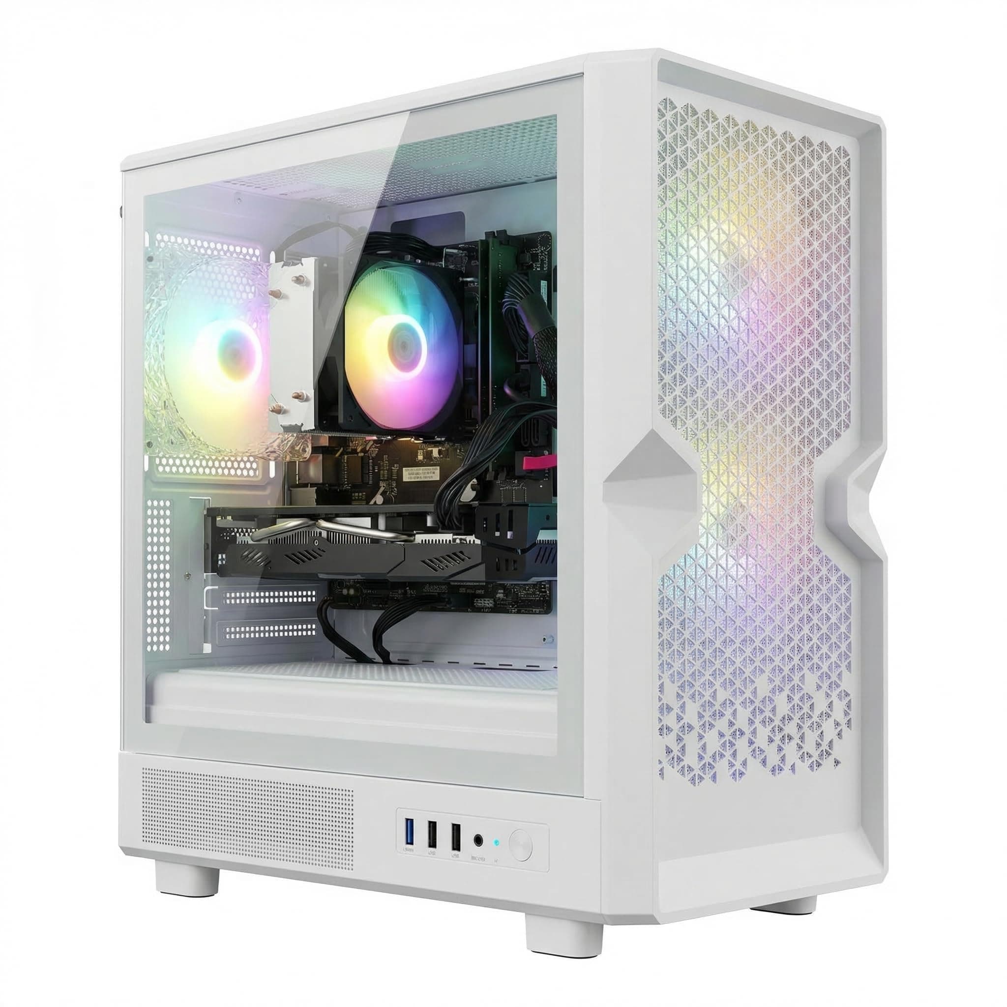 STGAubron Gaming PC Desktop, Radeon RX 580 16G, Intel Core i7 up to 3.9G, 16G RAM, 512G SSD, WiFi 6, BT 5.0, RGB Fan x3, Windows 11 Home