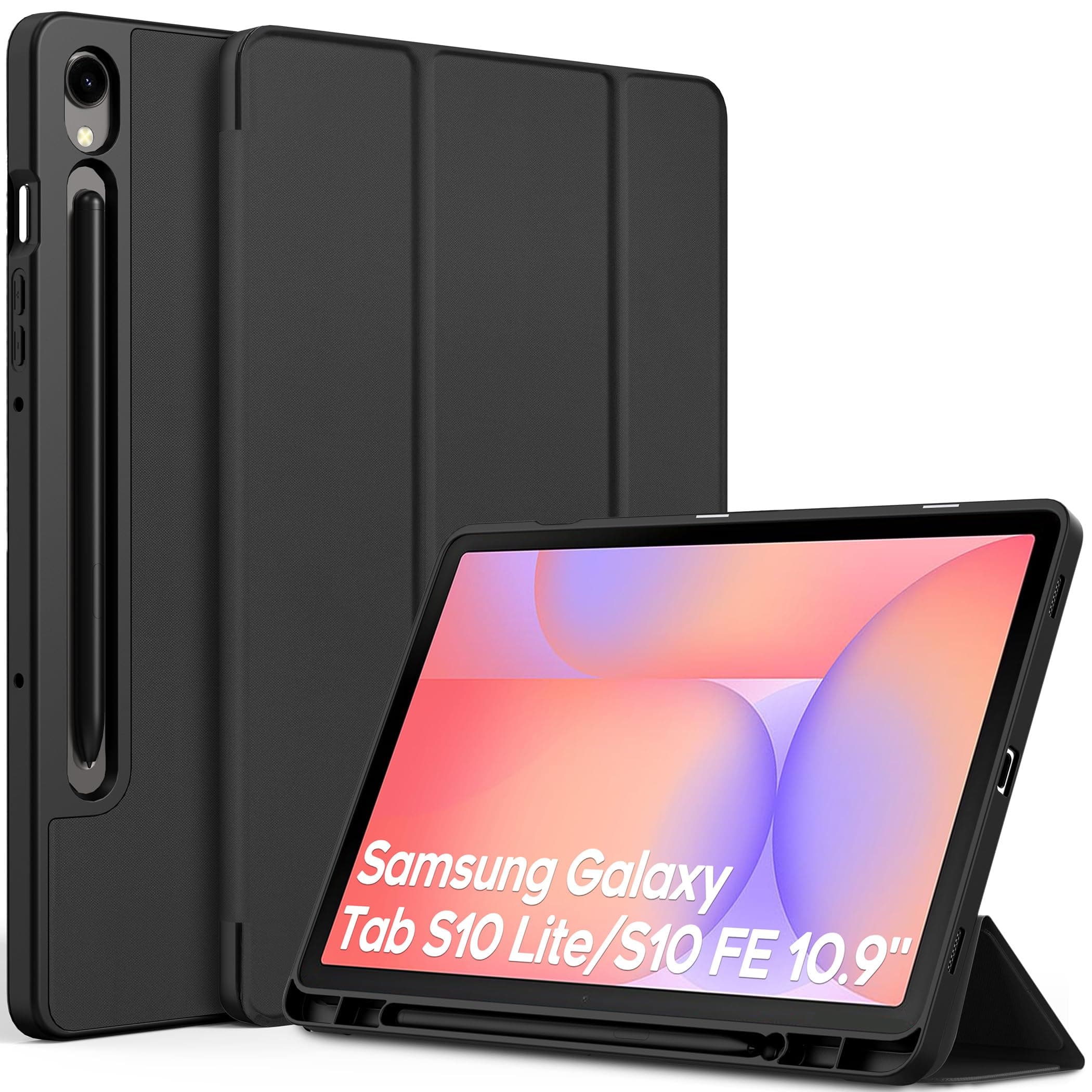 Case for Samsung Galaxy Tab S10 Lite/ S10 FE 2025/ S9 FE 10.9 inch/S9 11 inch 2023 with S Pen Holder (NOT for S9+/S9+ FE) with Stand Function, Black