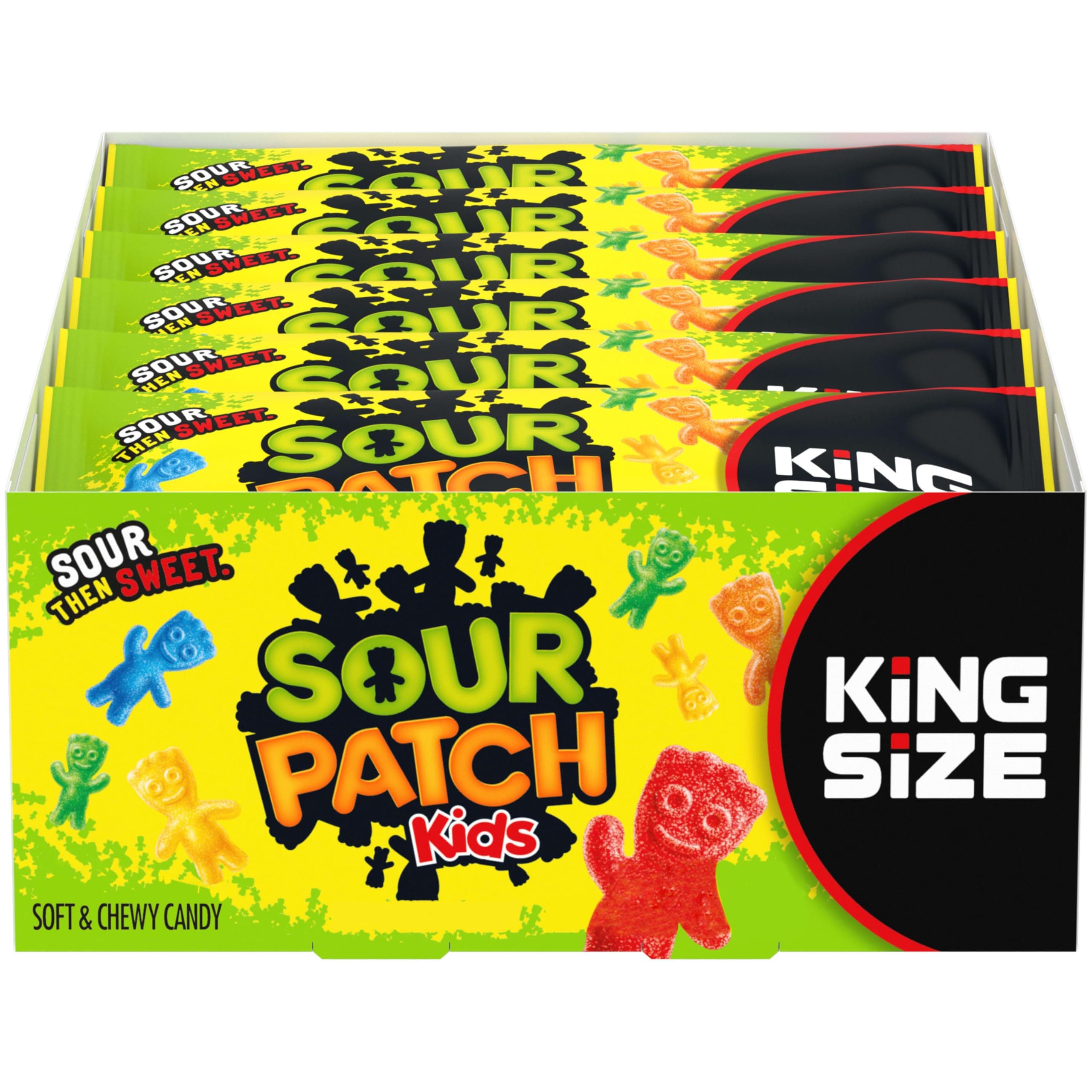 SOUR PATCH KIDS Soft & Chewy Gummy Candy, King Size, Bulk Candy, 18 - 3.4 oz Bags