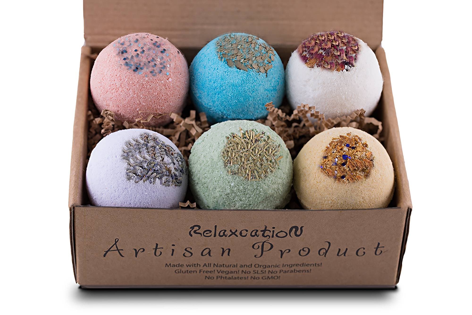 Organic Bath Bombs Gift Set Vegan (3.2 oz) / Bath Bombs For Sensitive Skin - Safe for Kids - Bath Bomb For Women with Bath Salts: Dead Sea Salt - Natural Bath Bombs Set - Bath Bombs Kit for Christmas