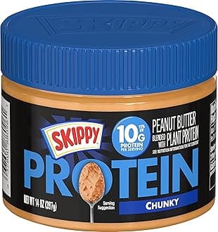 Peanut Butter Blended with Plant Protein, Chunky, 14 Ounce (Pack of 6), 84 Ounce