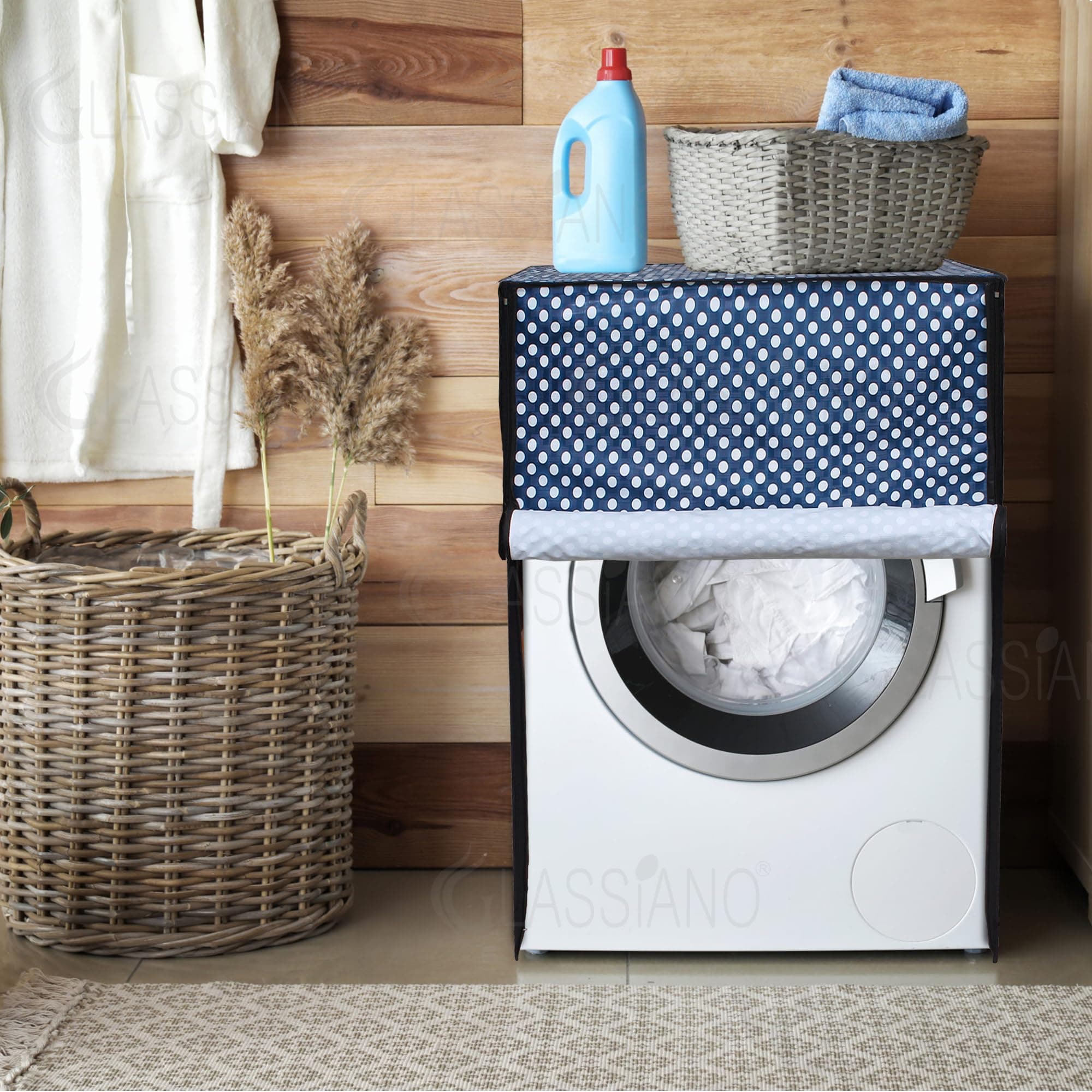 Glassiano Polyester Fully Automatic Front Load Waterproof Washing Machine Cover For Samsung/IFB/LG/Godrej/Whirlpool/Bosch/ 8 Kg, 8.2 Kg, 8.5 Kg, 9 Kg, 9.2 Kg, 9.5 Kg