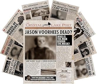 EIOraoy Vintage Horror Movie Newspaper Poster Set – Classic Scary Movie Character Prints – Retro Newspaper Wall Art for Man Cave, Home Theater, Bedroom, Living Room 9PCS 8x10 Inch Unframed