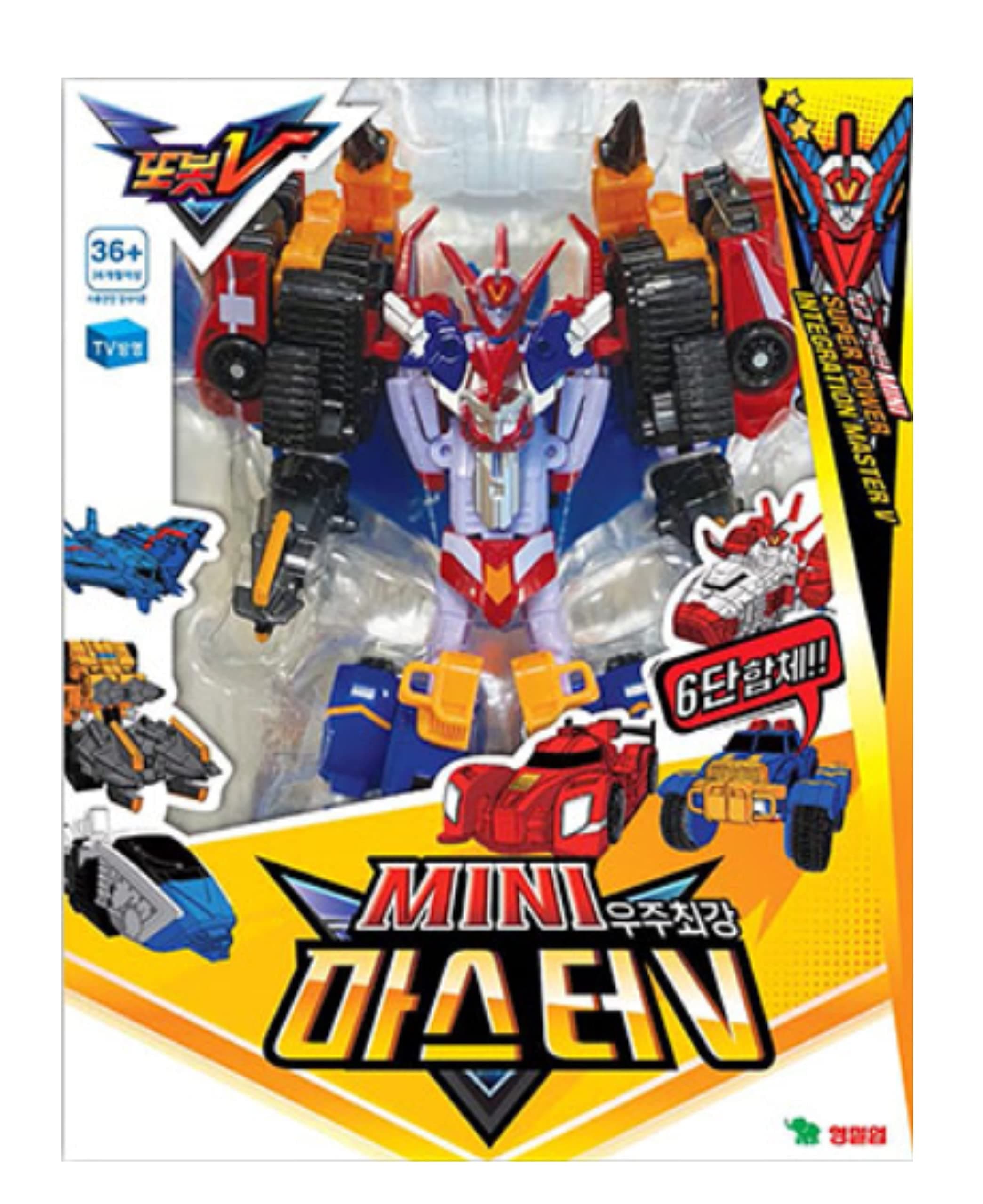 YOUNGTOY TOBOT V Mini Master V / Divided into 6 Mini Vehicles, Can be Integrated into Master V Robots / Korean Animated Robot Characters / Recommended Age: 36 Months and Up