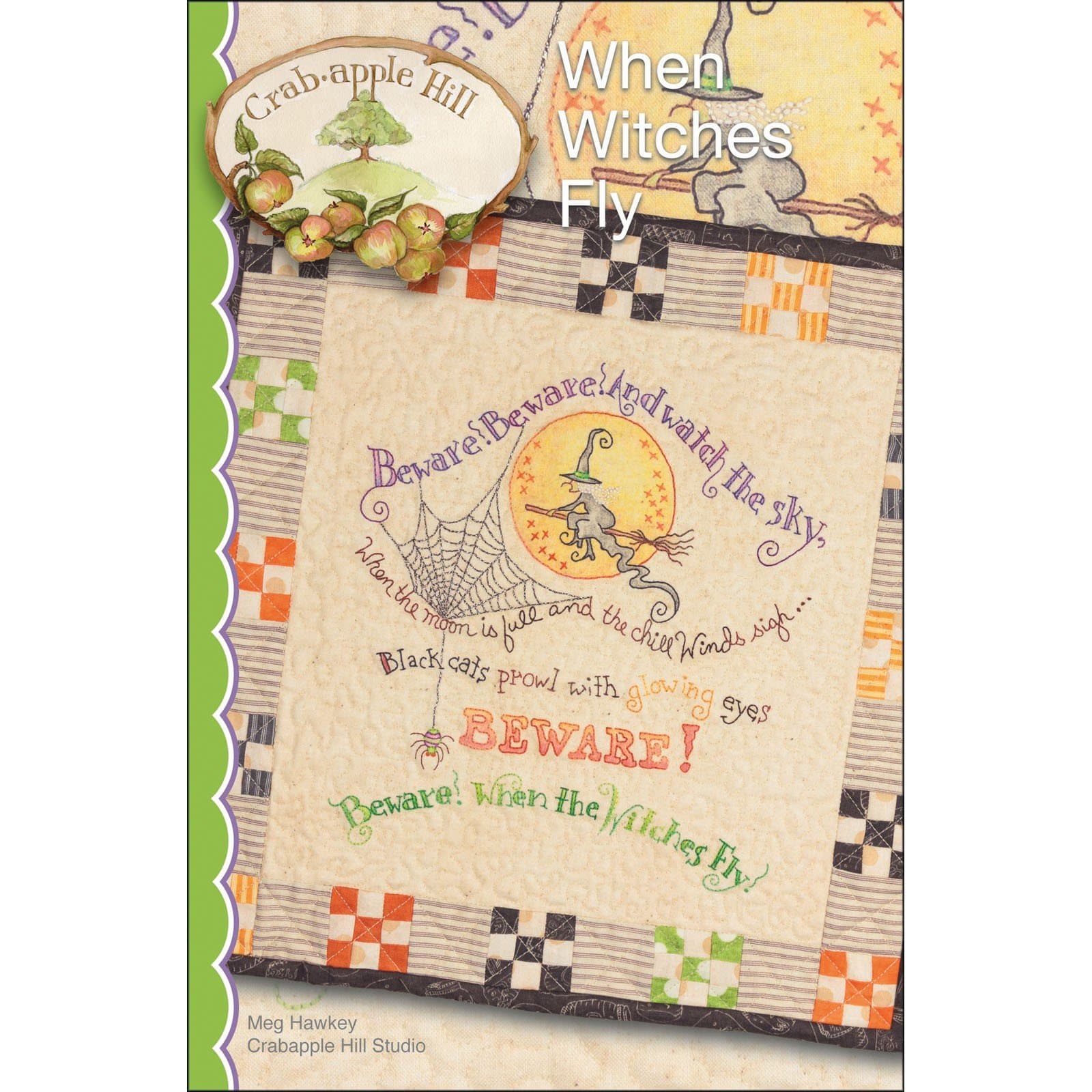 When Witches Fly Embroidery Pattern by Meg Hawkey From Crabapple Hill Studio #336