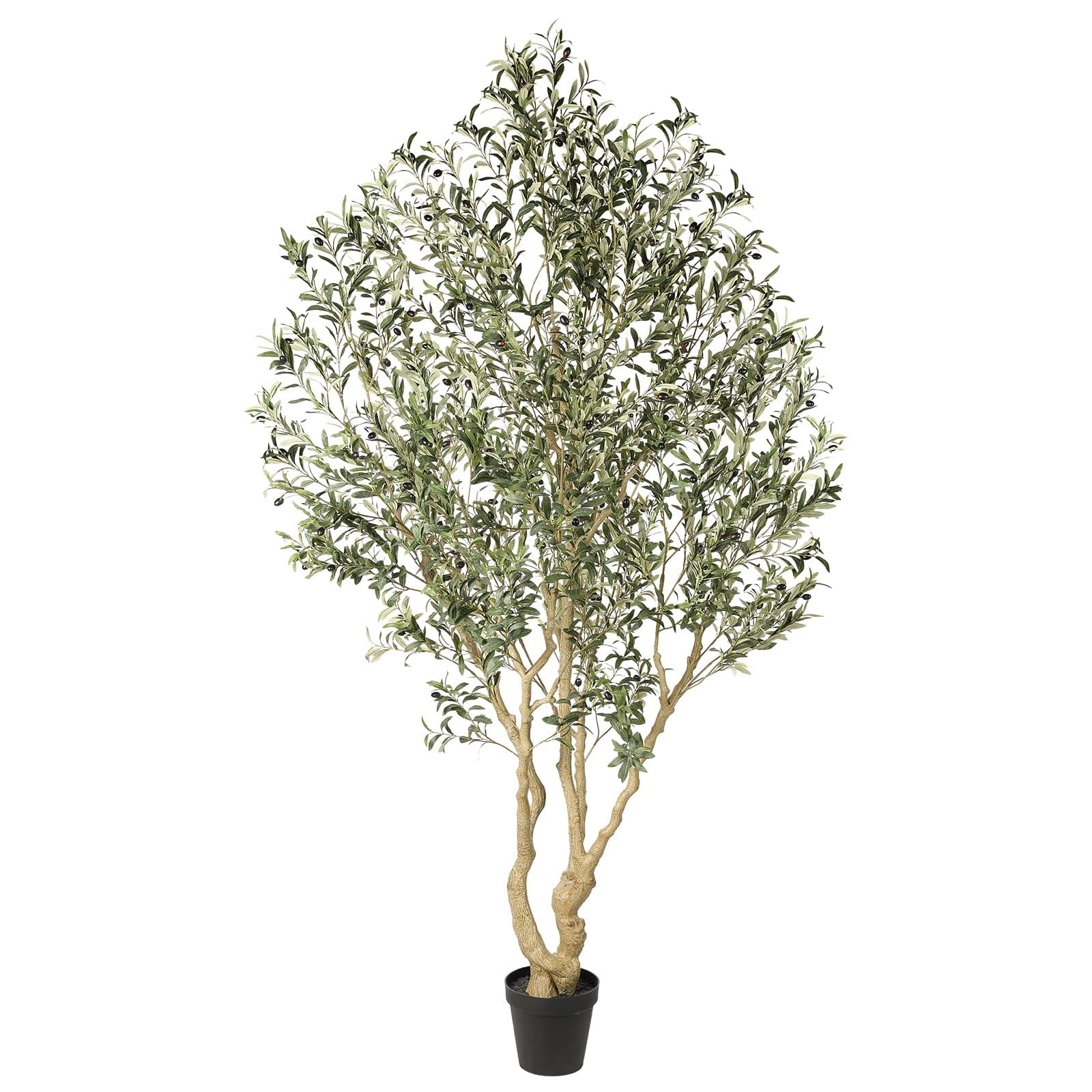 Realead Artificial Olive Tree 8ft - Large Faux Olive Tree with Realistic Leaves and Olives - Full and Grand Design Fake Olive Tree with Sturdy Base for Indoor Outdoor Office Decor