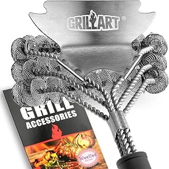 Grill Brush and Scraper Bristle Free – Safe BBQ Brush for Grill – 18'' Stainless Grill Grate Cleaner - Safe Grill Accessories for Porcelain/Weber Gas/Charcoal Grill – Gifts for Grill Wizard