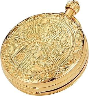Vintage Mechanical Pocket Watch Unique Tourbillon Moon Phase Double Open Pocket Watches & Gift Box for Men Women