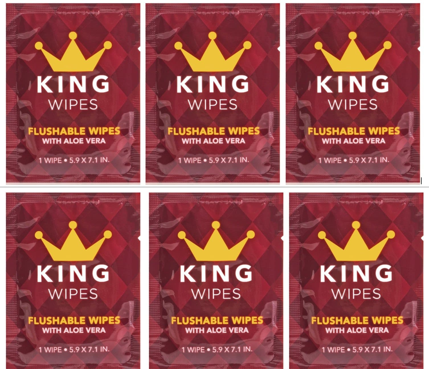 KING Convenient On-the-Go-Individually Wrapped Single Flushable Wipes with Aloe Vera, 6 Count