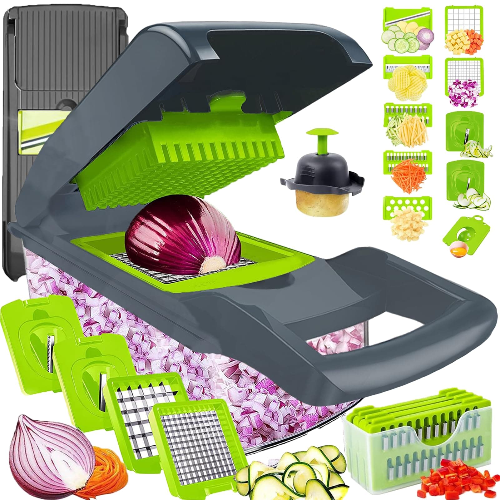 Pro-Series 20-in-1 Vegetable Chopper with Container Cheese Grater Hand Crank Box Mandolin Slicer Food Cutter Shredder for Mandolin Vegetable Onion Salad Fruit Potato (Kitchen Gadgets & Essentials)