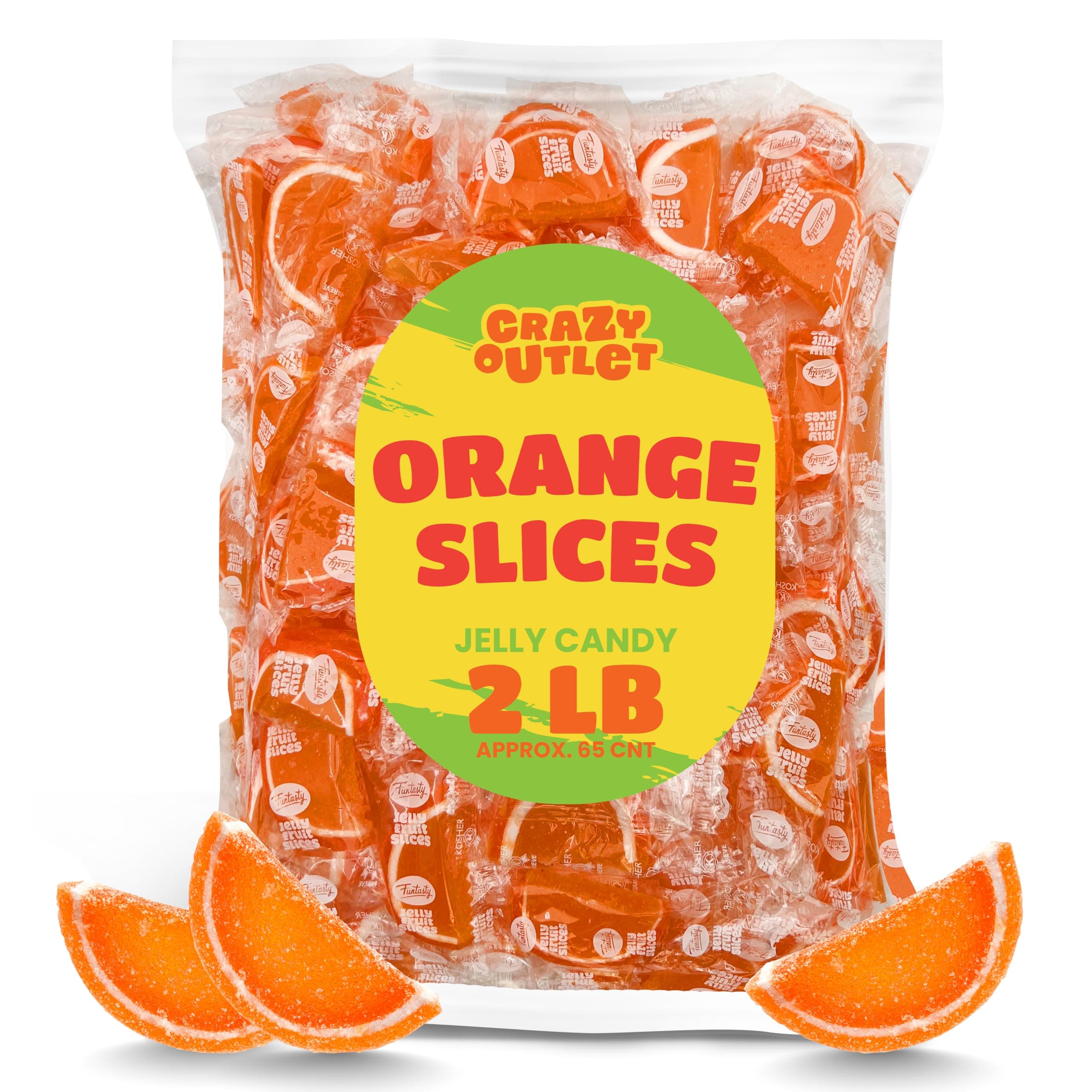 Funtasty Orange Slices Jelly Candy, Individually Wrapped, Bulk Pack 2 Pounds