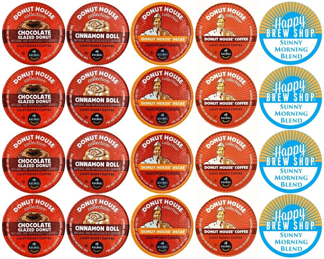 20-count DONUT HOUSE COFFEE Variety Sampler Pack, Single-Serve Cups for Keurig-Compatible Brewers