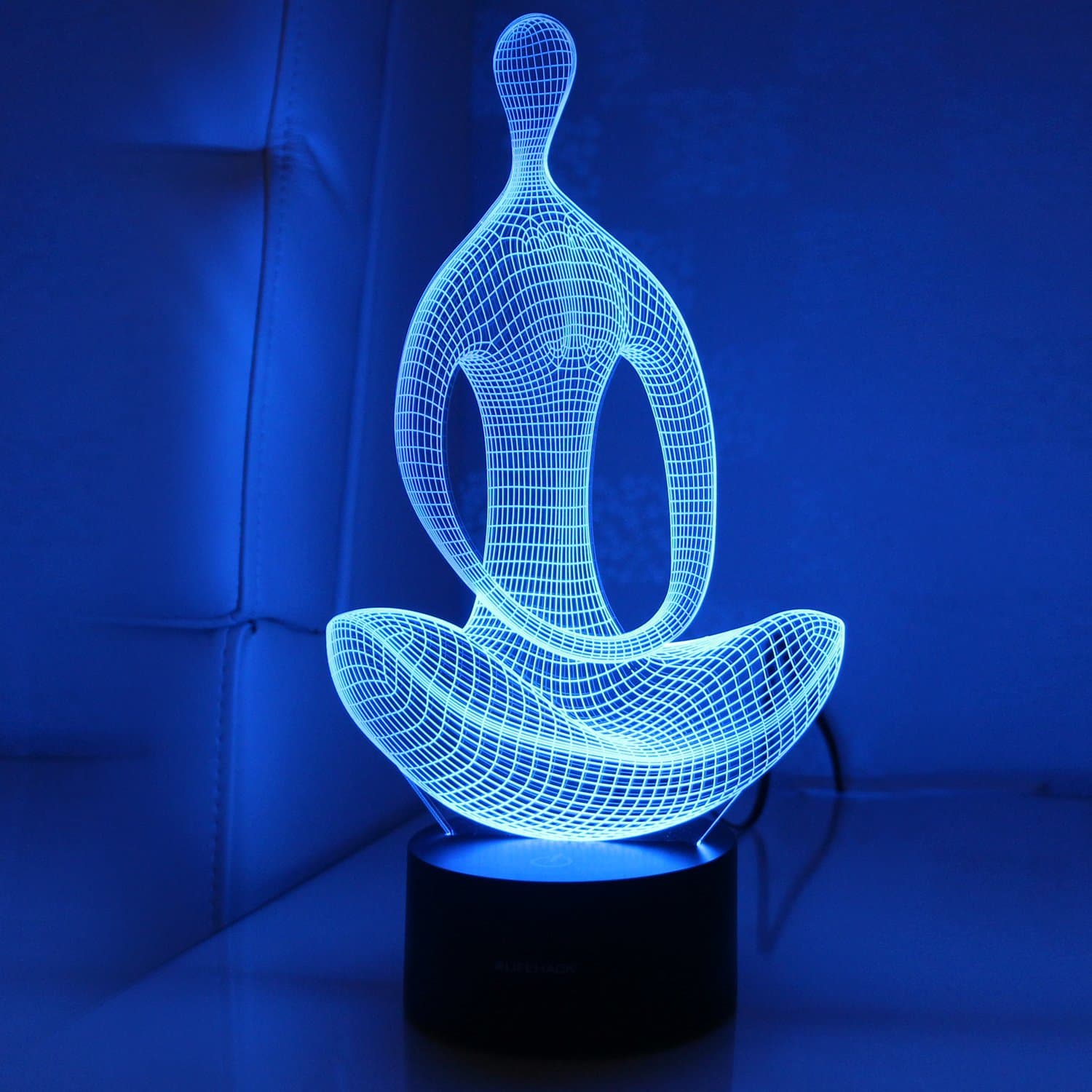 MrLifeHack 3D Illusion Night Light Modern Bedside Mood Lamp - Color Changing LED - Cool, Decorative and Great for Kids - USB and Wall Plug Included