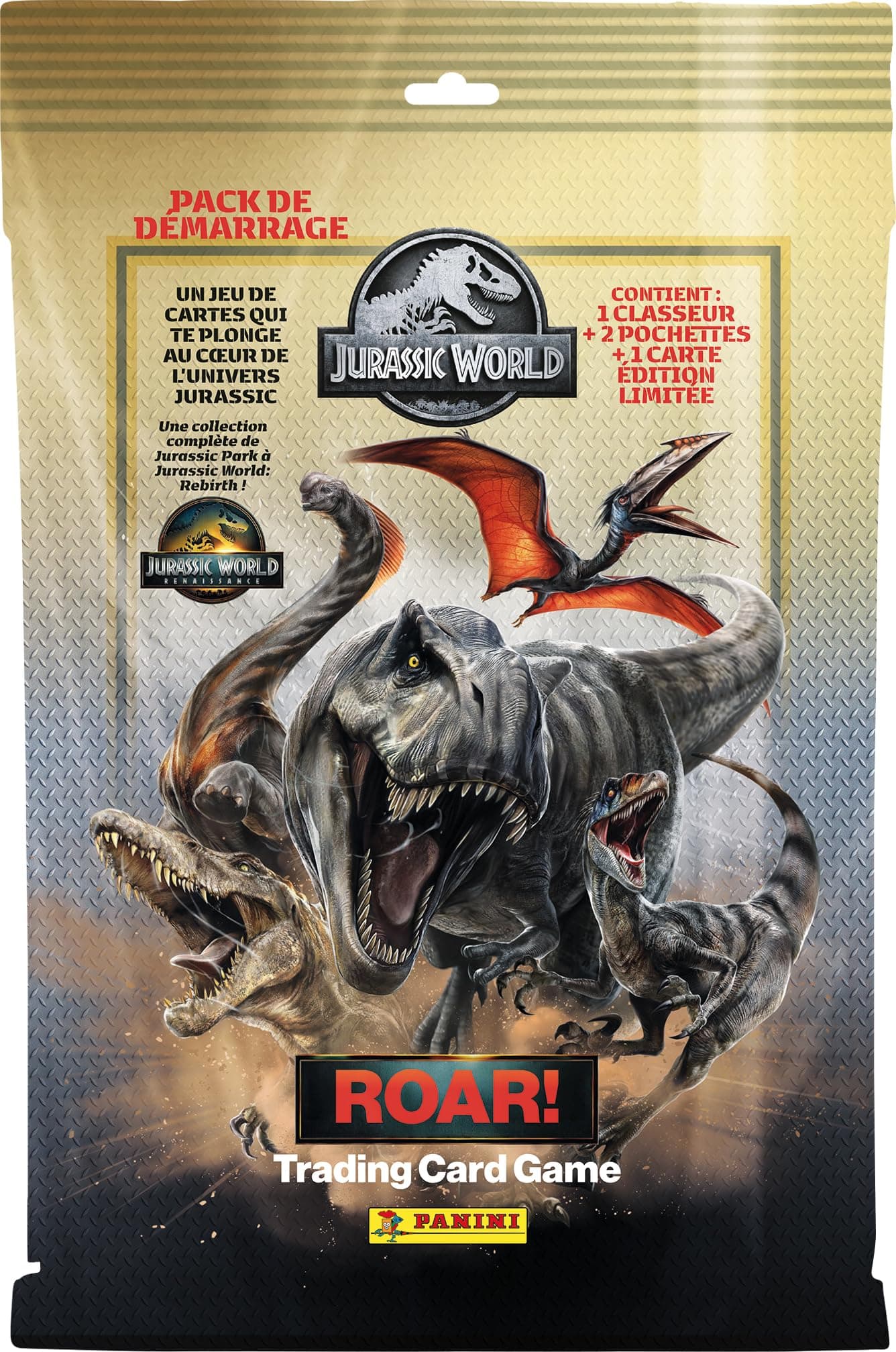 Panini Jurassic World 4 Trading Cards Game Starter Pack (Folder + 2 Sleeves + 1 Card Limited Edition)