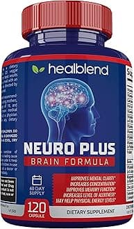 healblend Neuro Plus Brain & Focus Formula - Brain Booster Supplement, Supports Mental Clarity & Focus - Enhances Concentration & Mental Energy – 120 Capsules