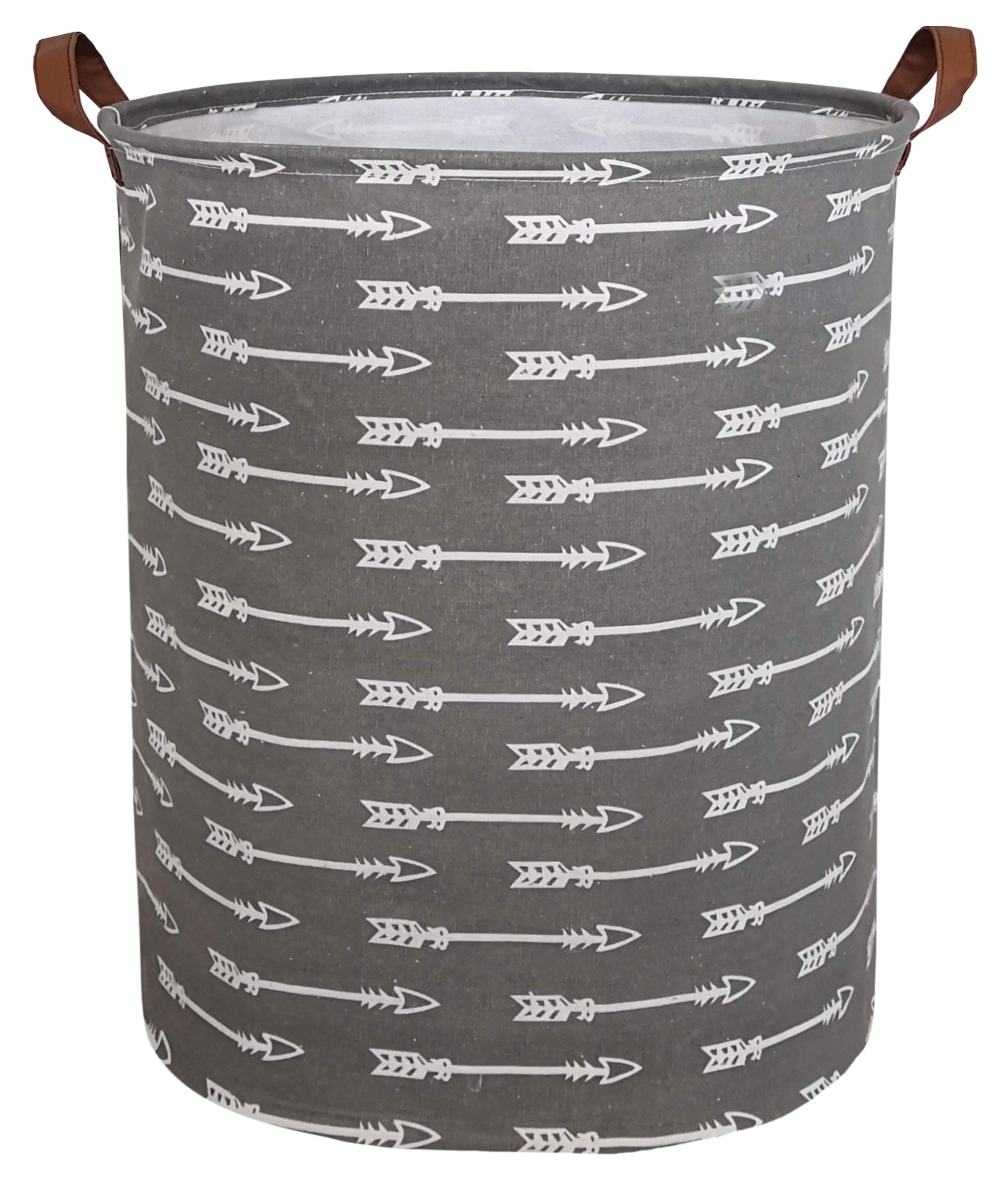 CLOCOR Collapsible Round Storage Bin /Large Storage Basket/Clothes Laundry Hamper/Toy Storage Bin (Grey arrows)