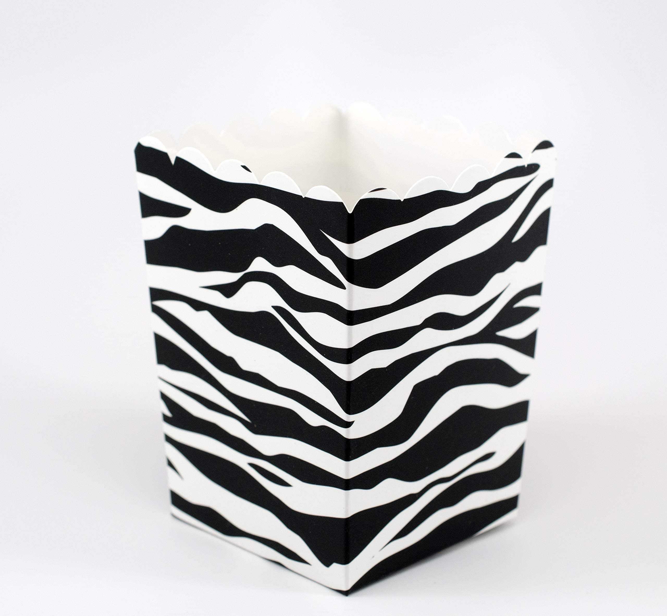 Zebra Stripe Popcorn Box | 20 Count | Black and White Stripe | 3 Inches x 4 Inches | Birthday Party - Bachelorette Party Popcorn Favors