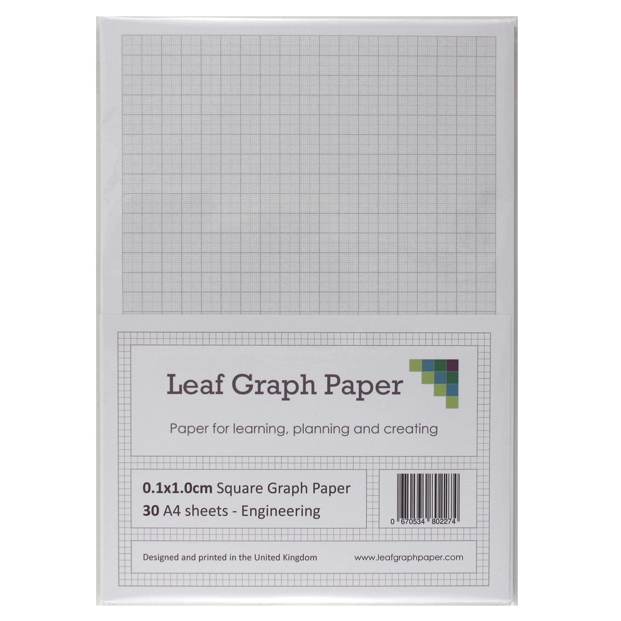 A4 1mm 0.1cm Squared Engineering - 30 Loose-Leaf Sheets - Grey Grid