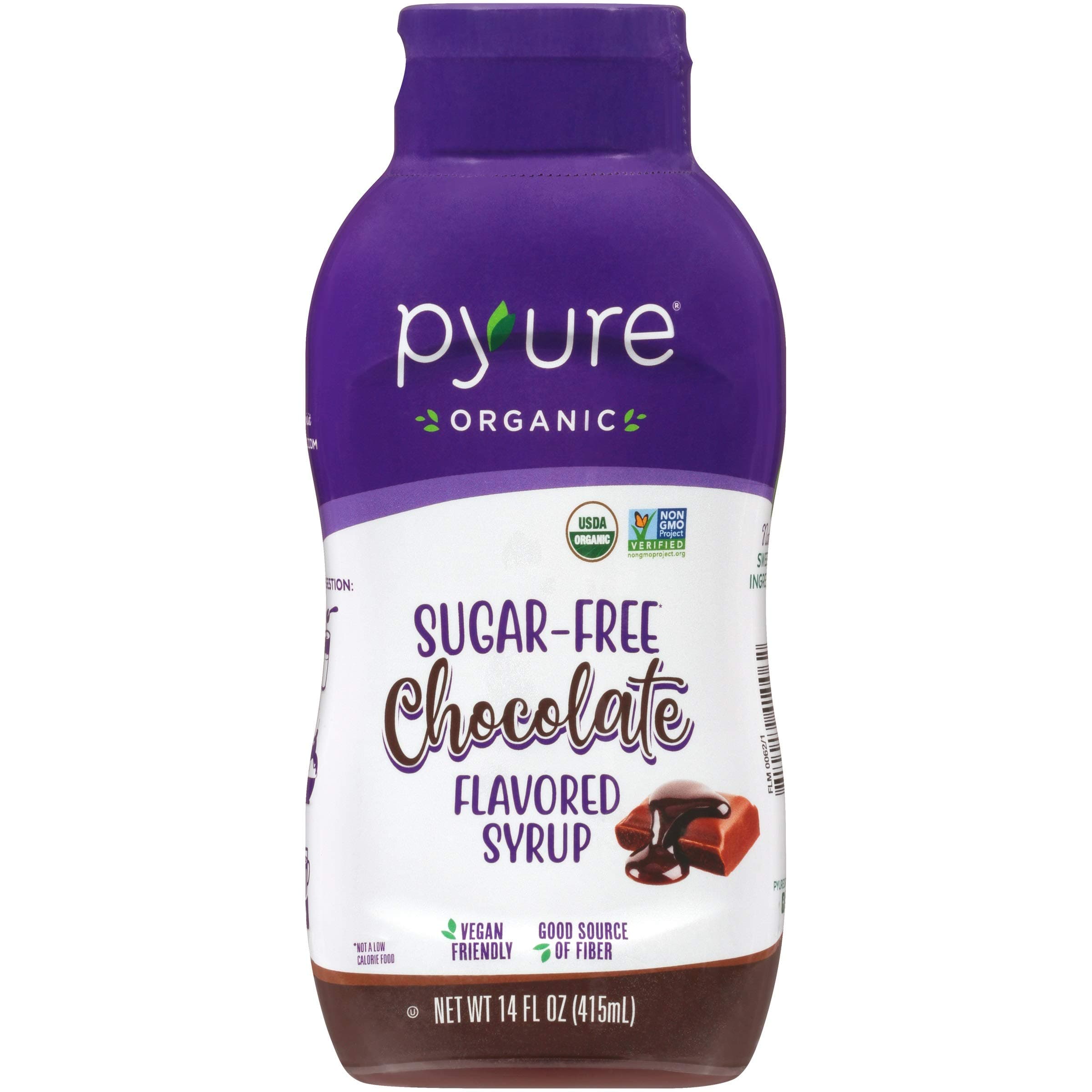 Pyure Organic Chocolate Flavored Syrup, Zero Sugar, 1 Net Carb Keto Syrup, Gluten-Free, Organic Plant-Based Sugar Free Chocolate Syrup for Vegan Keto Friendly Food, 14 Oz