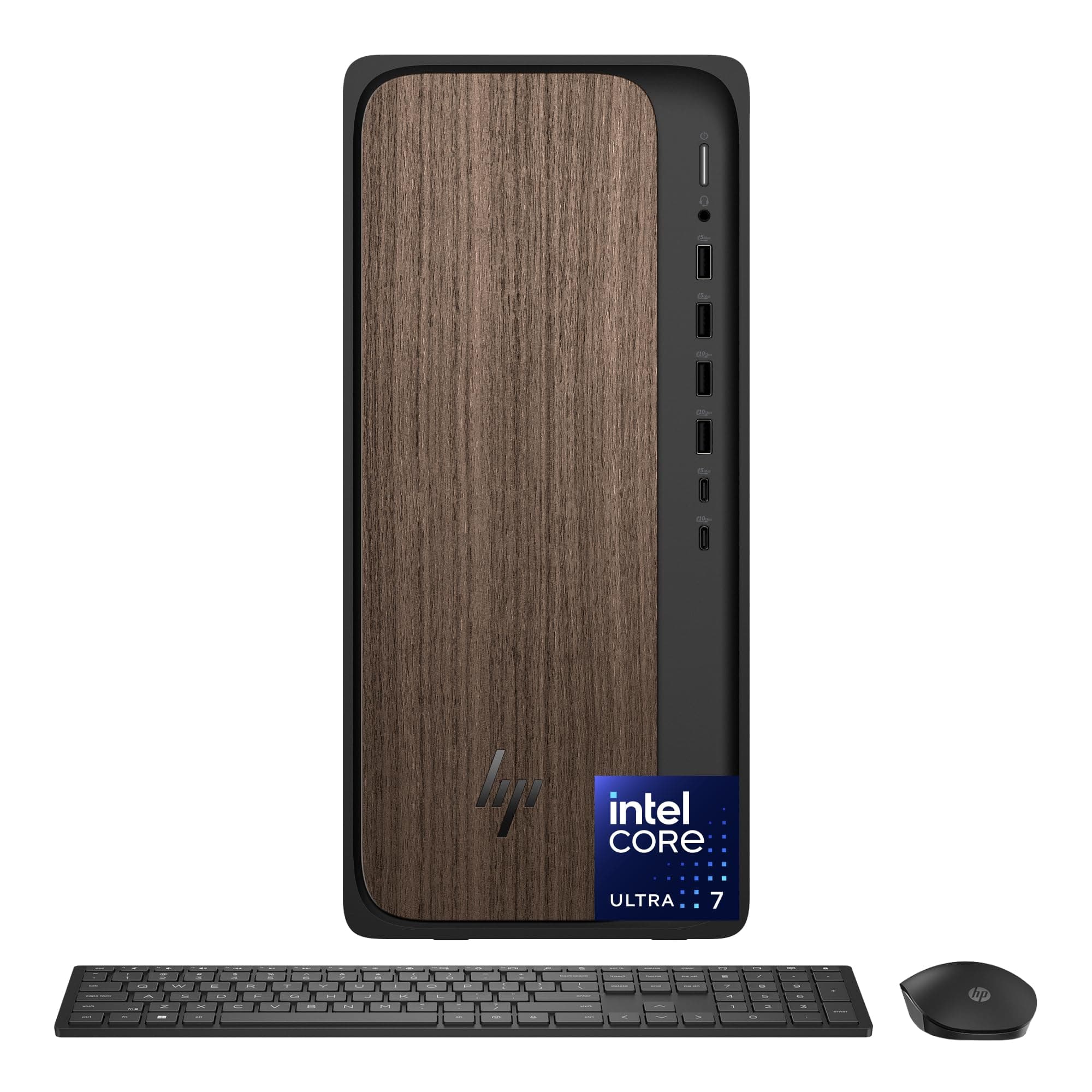 HP OmniDesk Desktop PC, Intel Core Ultra 7 265, 32 GB RAM, 2 TB SSD, Intel Graphics, Windows 11 Home, Microsoft Copilot, Dark Wood, M03-0060 (2025)